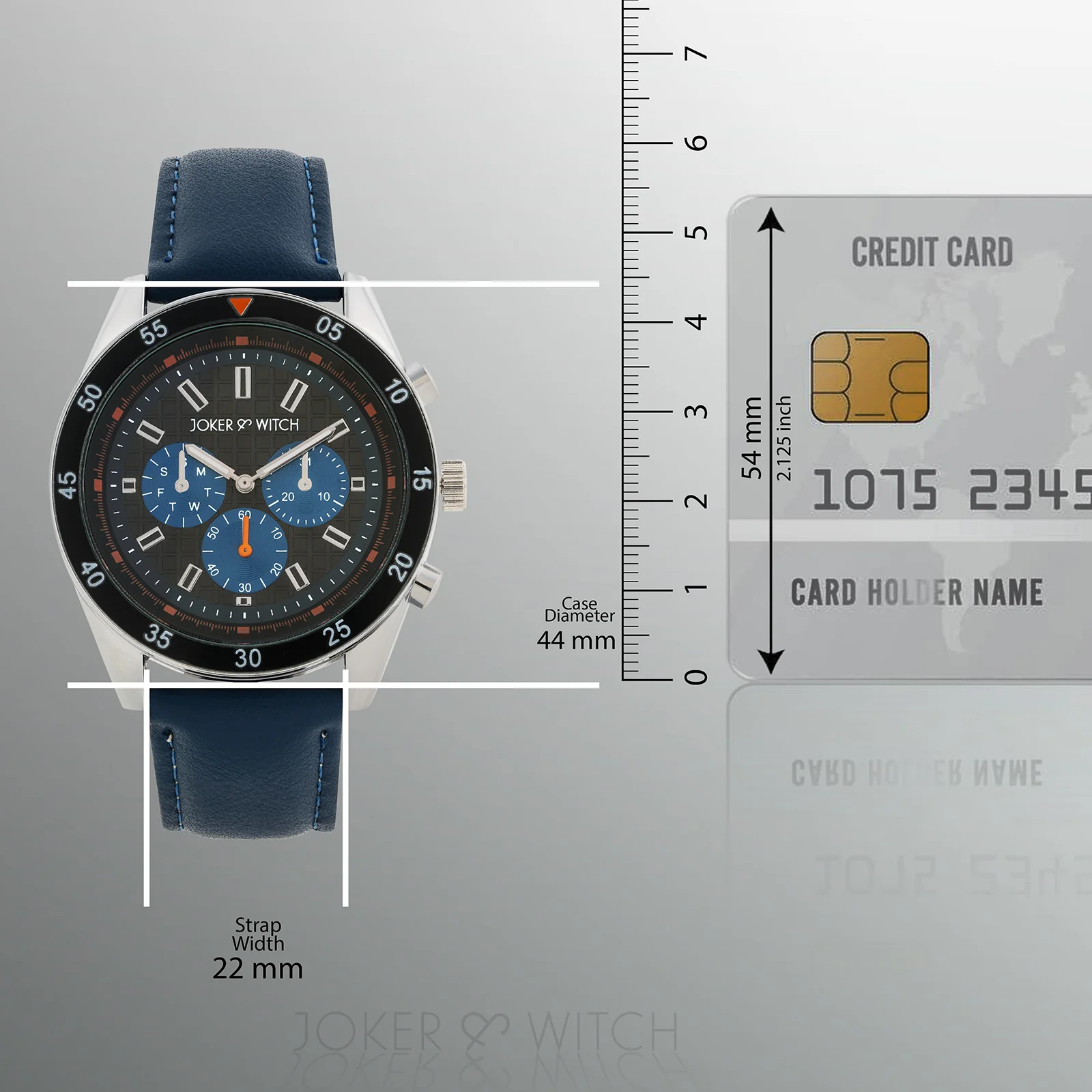 Cobalt Black XLarge Dial Blue PU Strap Men's Watch - Image 8