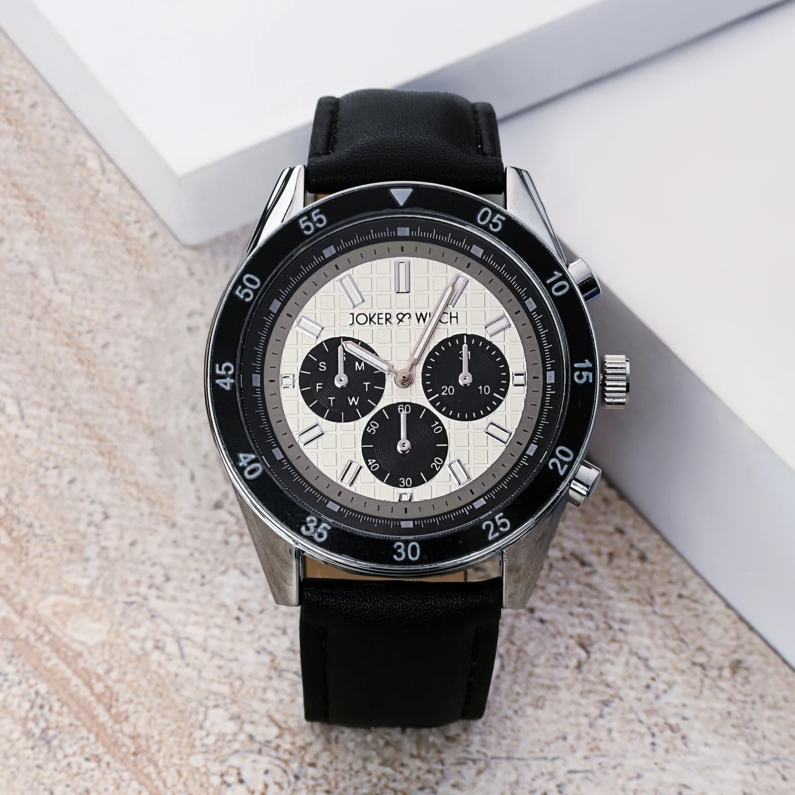 Cobalt Silver XLarge Dial Black PU Strap Men's Watch - Image 2