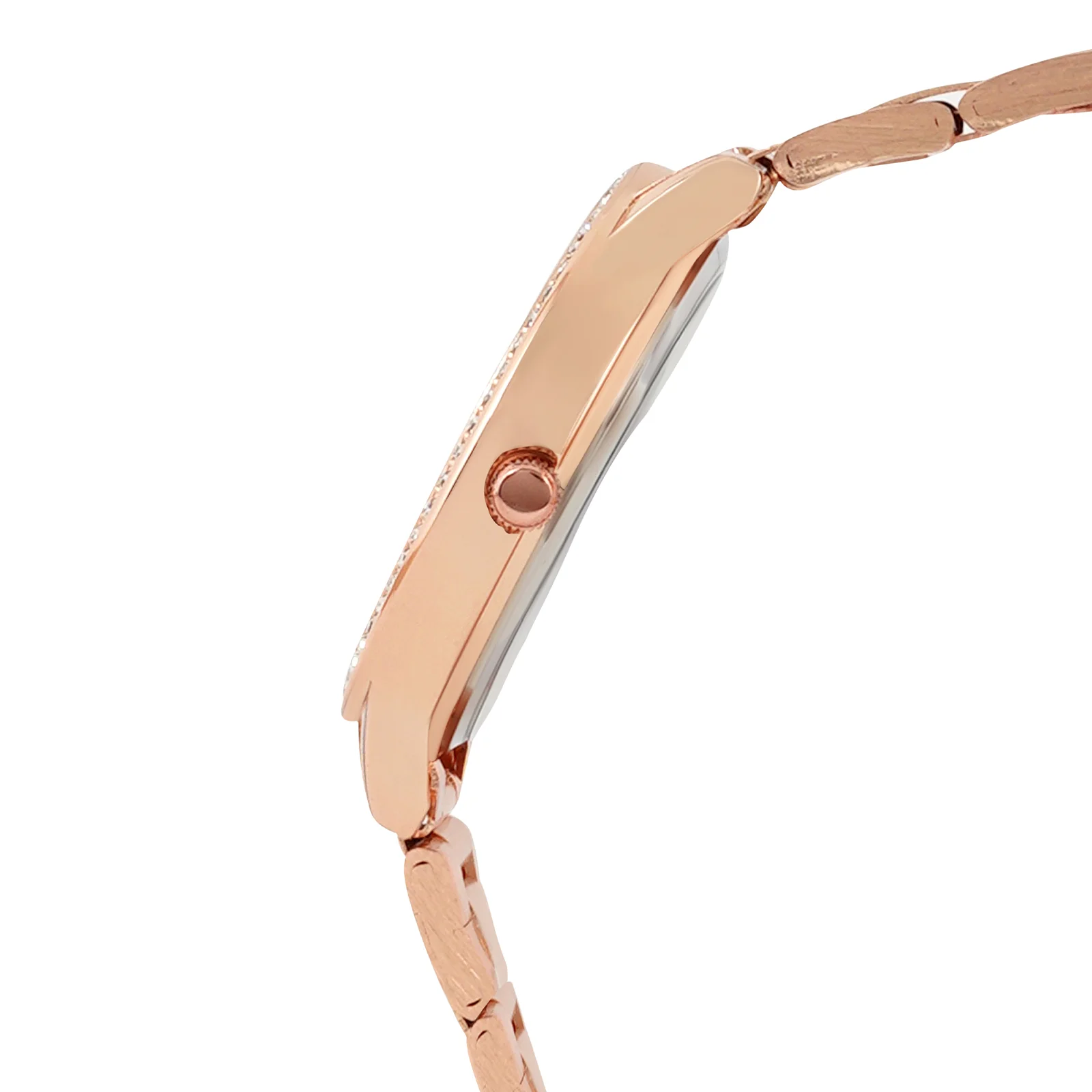 Comet White Marble Medium Rhinestone Dial Rose Gold Linked Chain Strap Women's Watch - Image 5