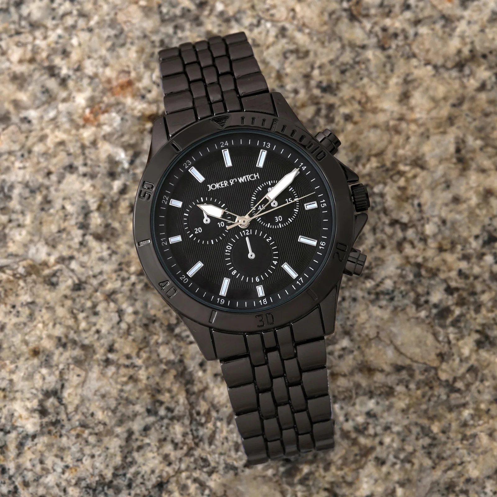 Connery Black Large Dial Linked Chain Strap Men's Watch - Image 3