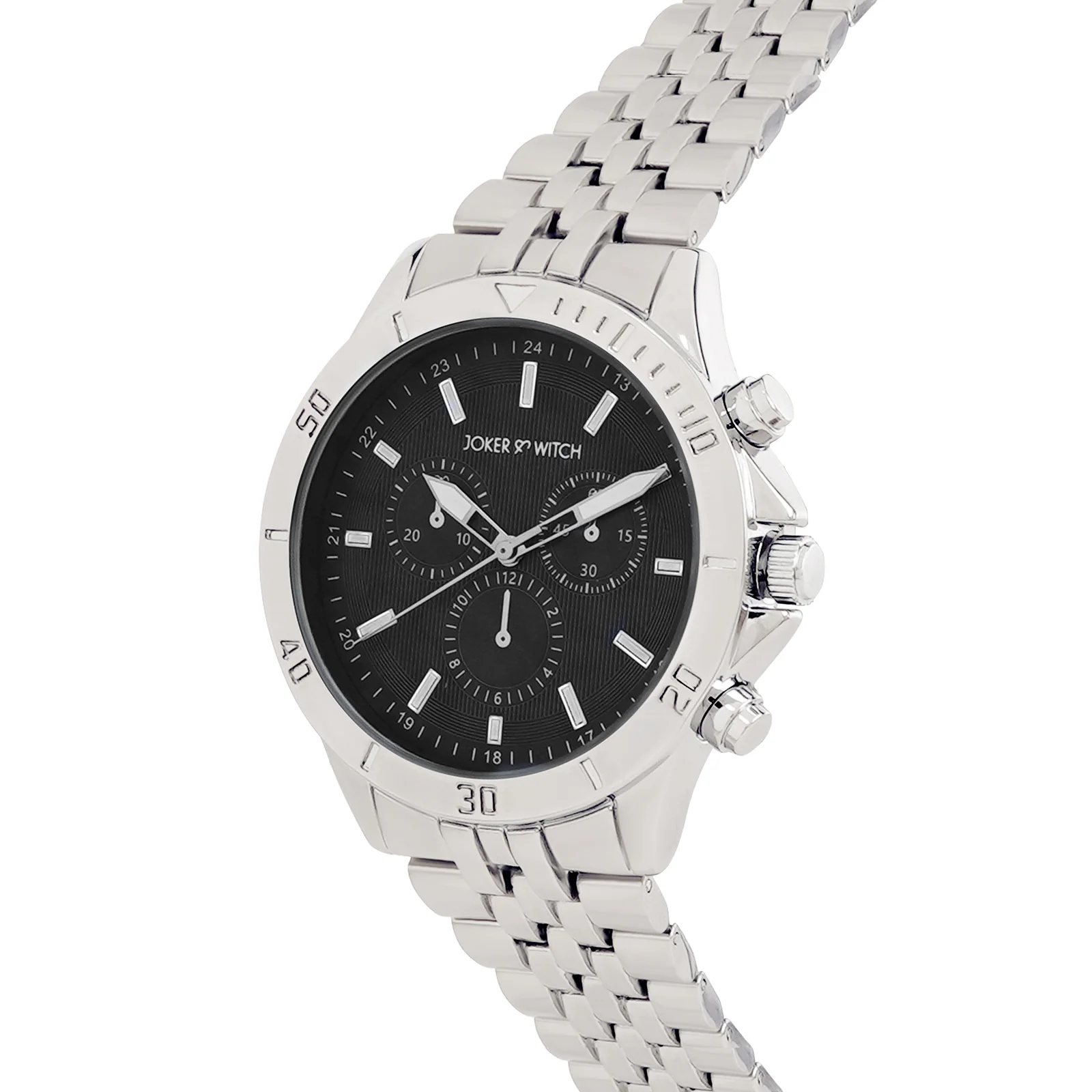 Connery Black Large Dial Silver Linked Chain Strap Men's Watch - Image 4
