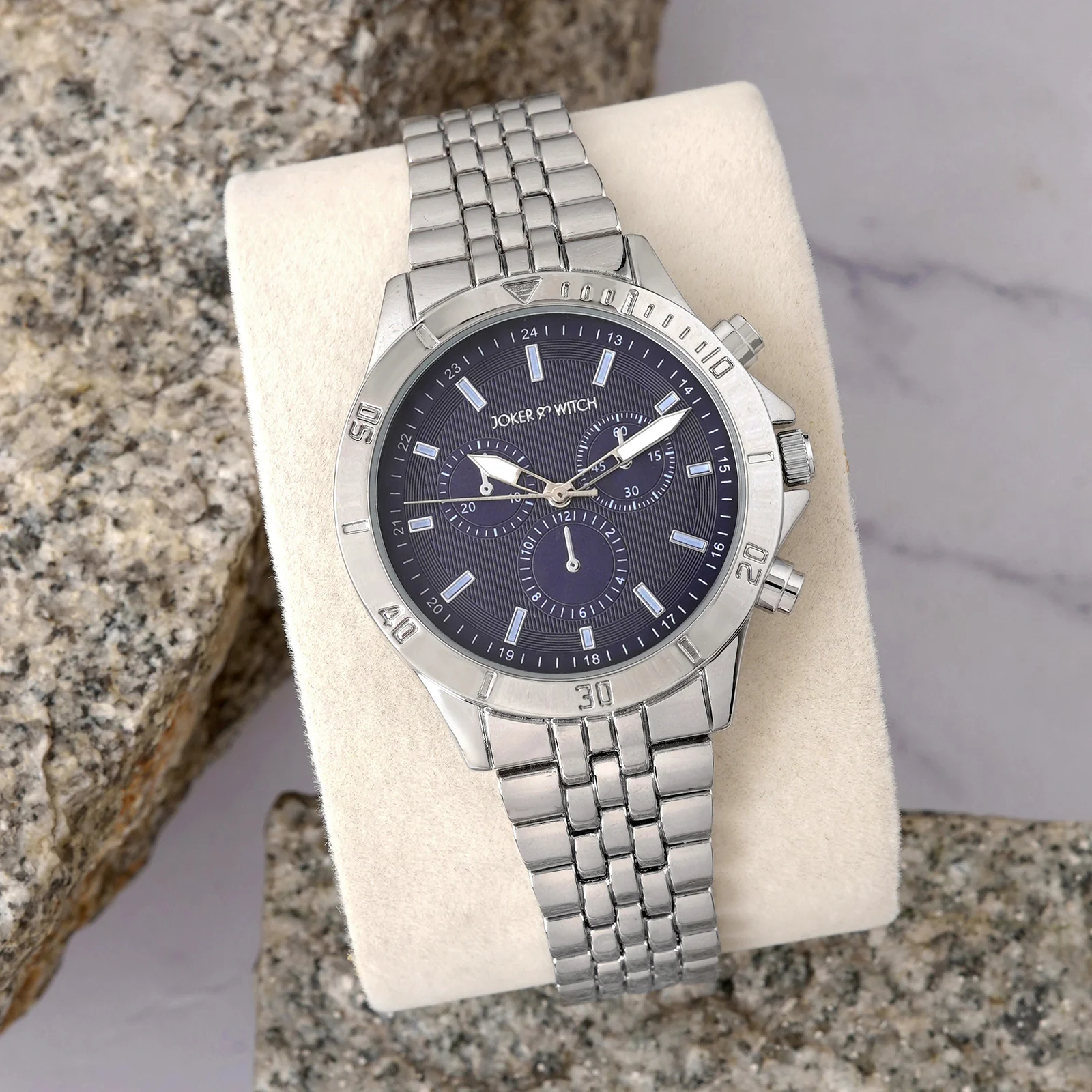 Connery Blue Large Dial Silver Linked Chain Strap Men's Watch - Image 2