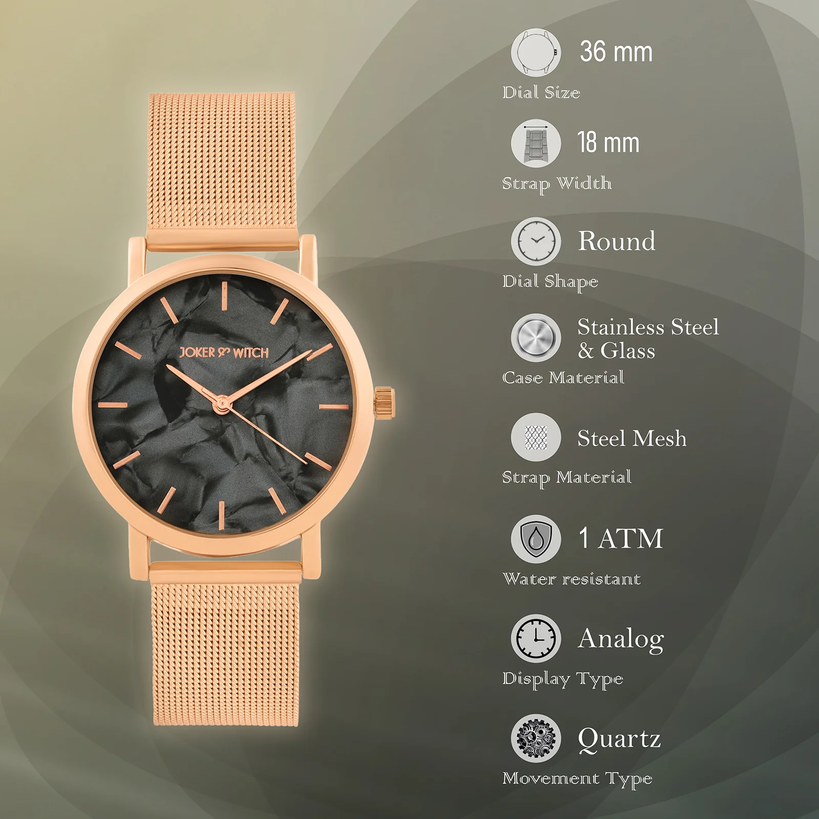 Copenhagen Black MOP Medium Dial Rose Gold Mesh Strap Women's Watch - Image 7