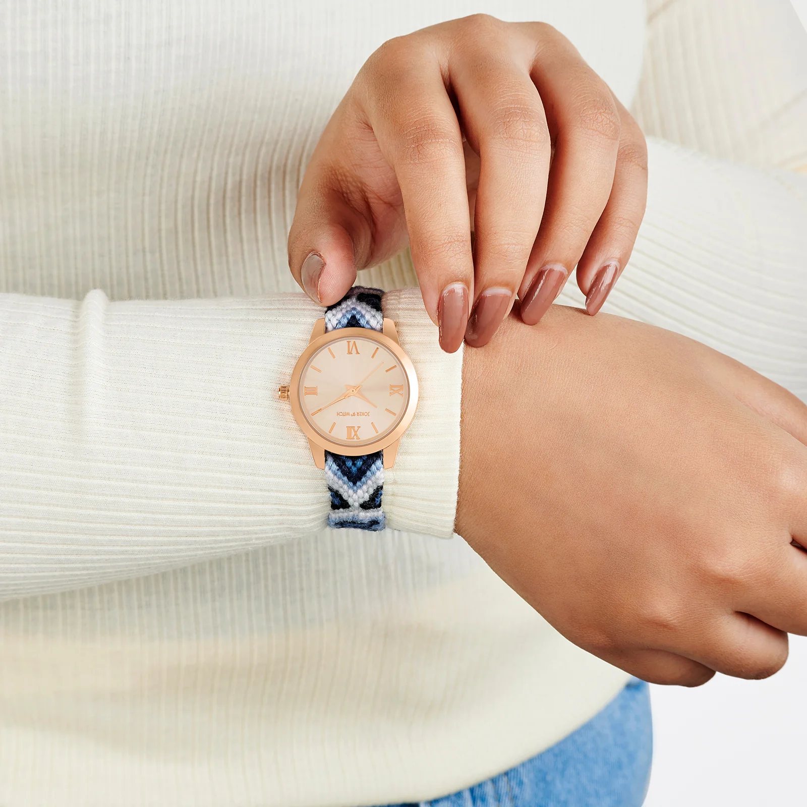 Cora Loop Rose Gold Medium Dial Blue Macrame Strap Women's Watch - Image 2
