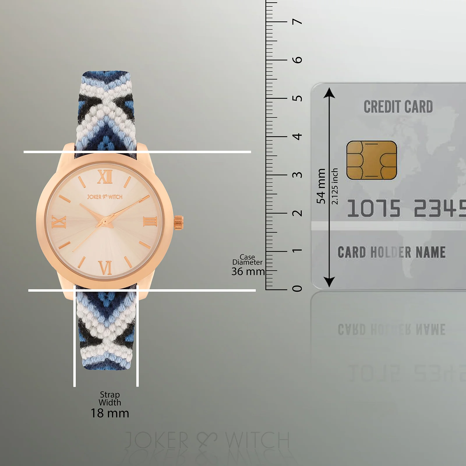 Cora Loop Rose Gold Medium Dial Blue Macrame Strap Women's Watch - Image 8