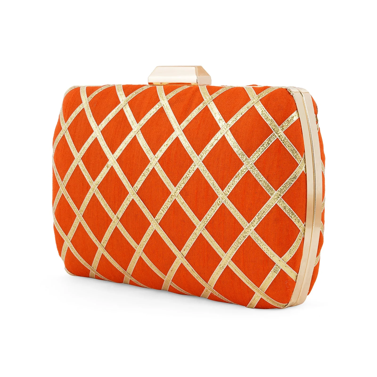 Crossing Paths Orange Fabric Clutch - Image 4