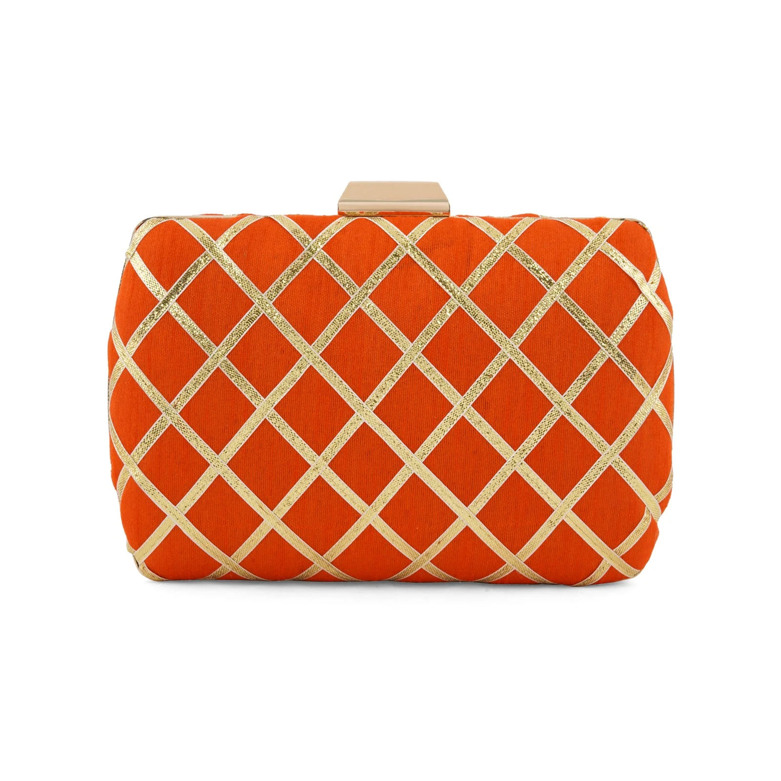 Crossing Paths Orange Fabric Clutch - Image 6