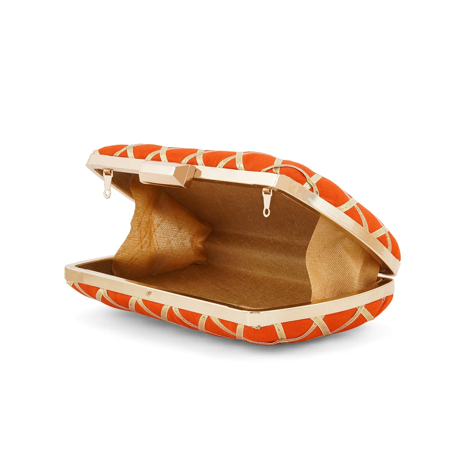 Crossing Paths Orange Fabric Clutch - Image 7