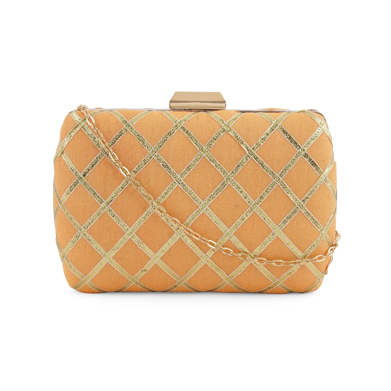 Crossing Paths Peach Fabric Clutch - Image 3