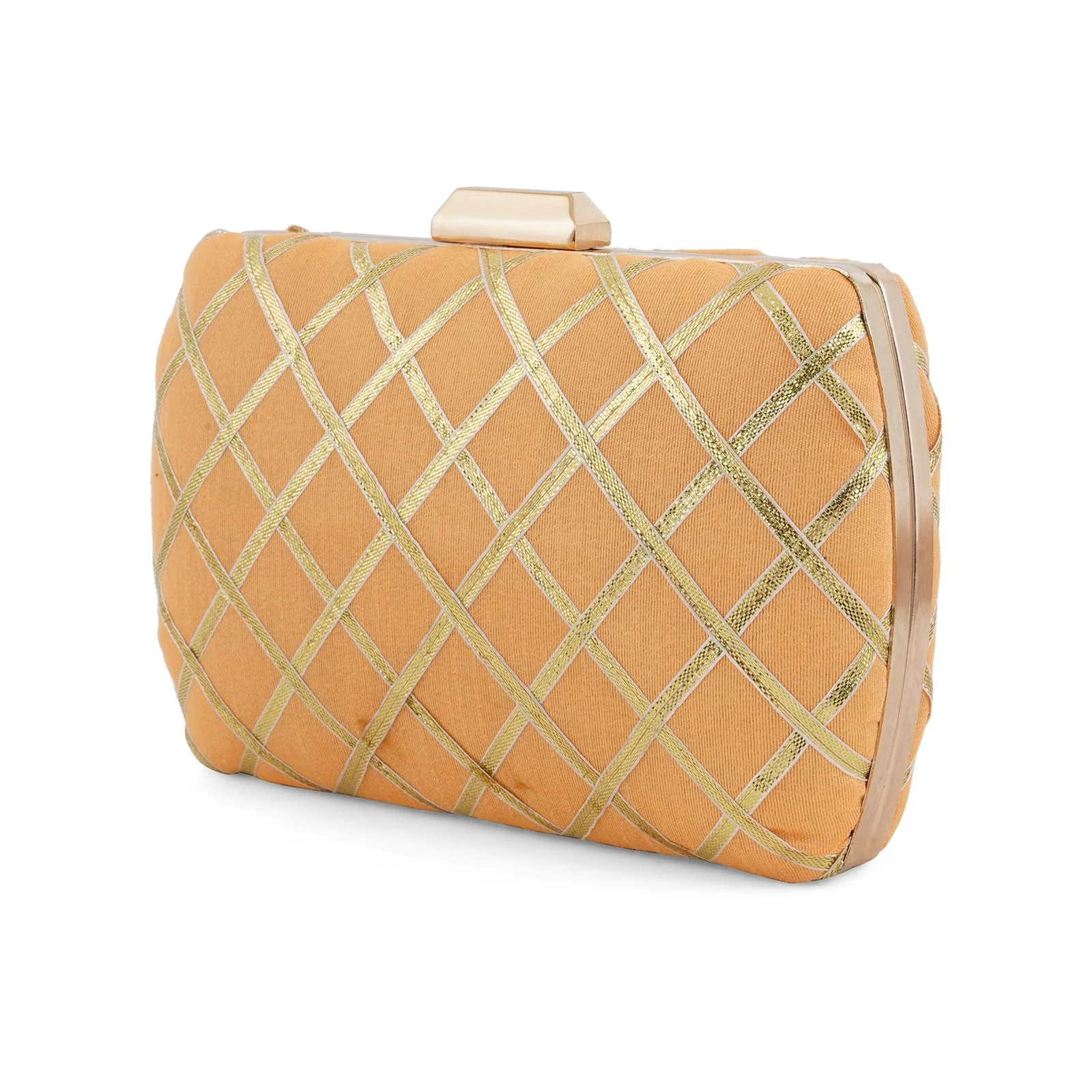 Crossing Paths Peach Fabric Clutch - Image 4