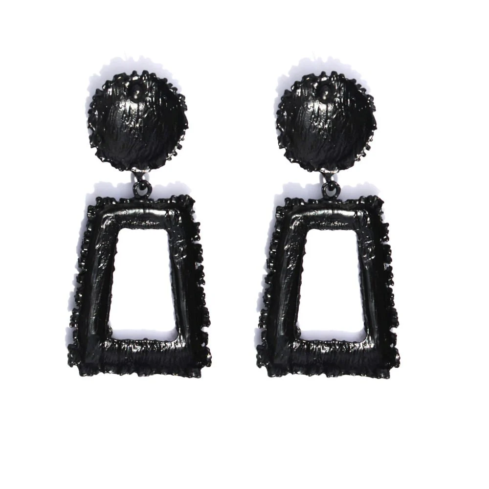 Crumbled Roses Metallic Black Party Earrings - Image 4