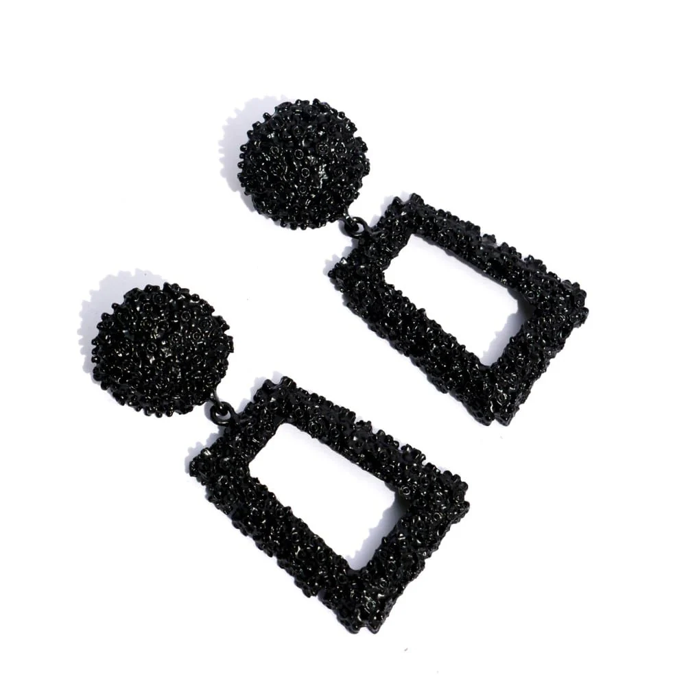Crumbled Roses Metallic Black Party Earrings - Image 5