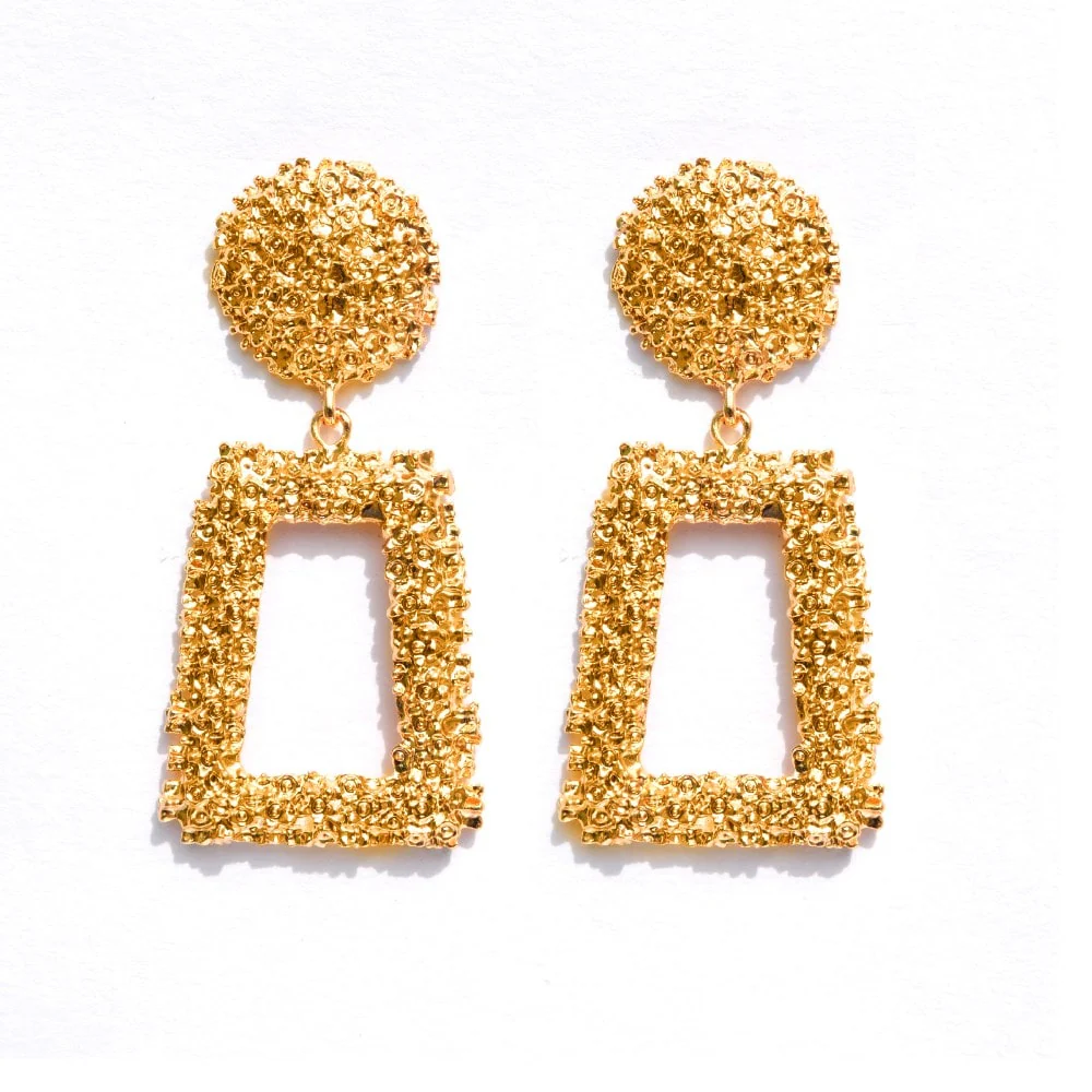 Crumbled Roses Metallic Gold Party Earrings - Image 3