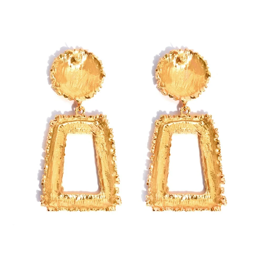 Crumbled Roses Metallic Gold Party Earrings - Image 4