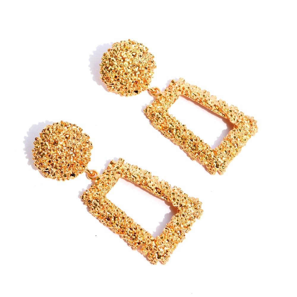 Crumbled Roses Metallic Gold Party Earrings - Image 5