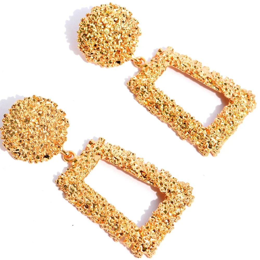 Crumbled Roses Metallic Gold Party Earrings - Image 6