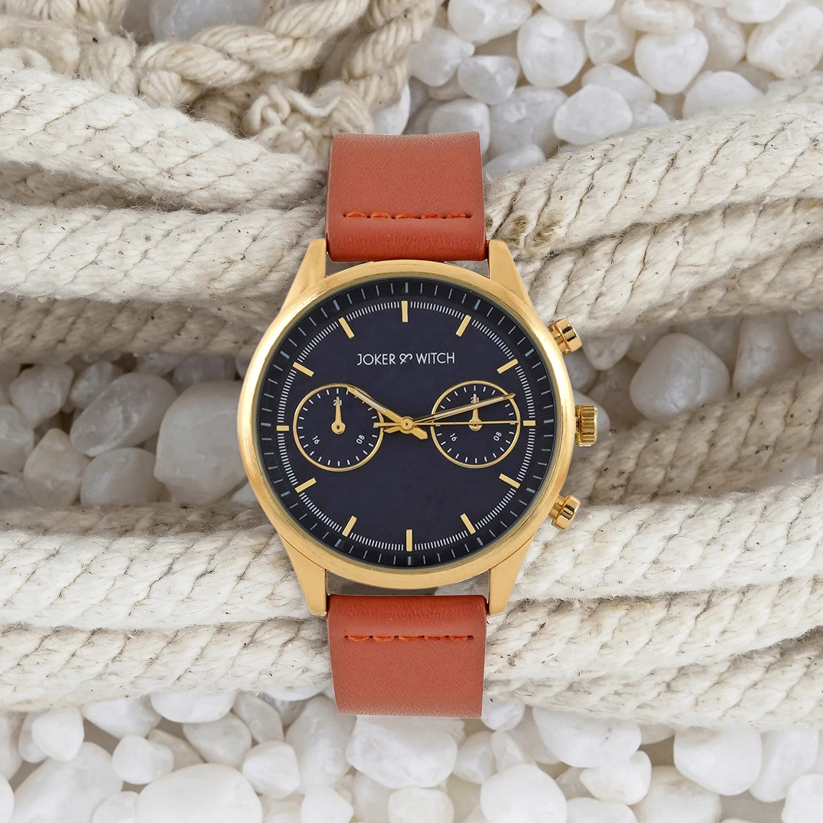 Cruz Blue Large Dial Tan PU Strap Men's Watch - Image 2