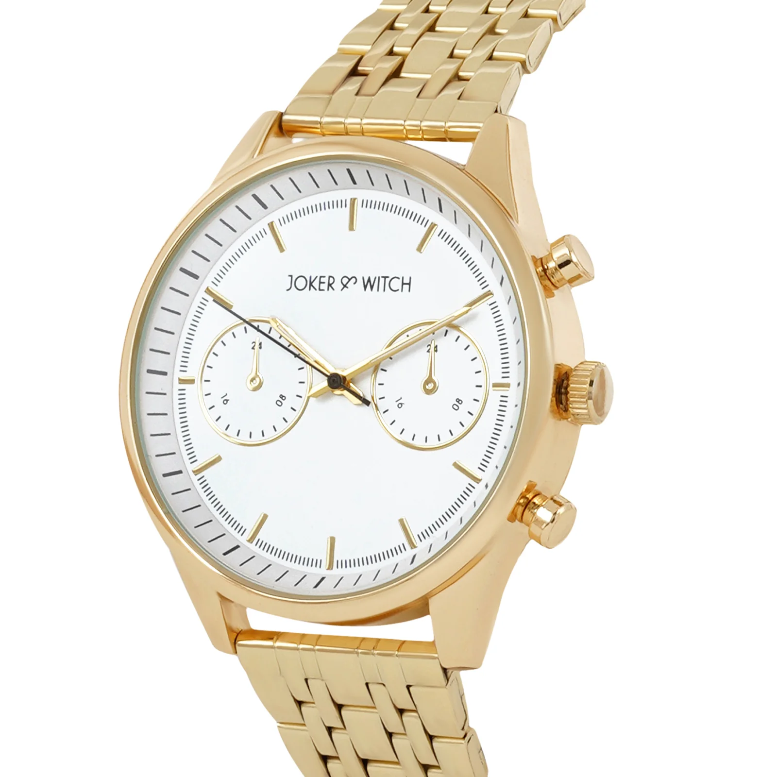 Cruz White Large Dial Gold Linked Chain Strap Men's Watch - Image 4