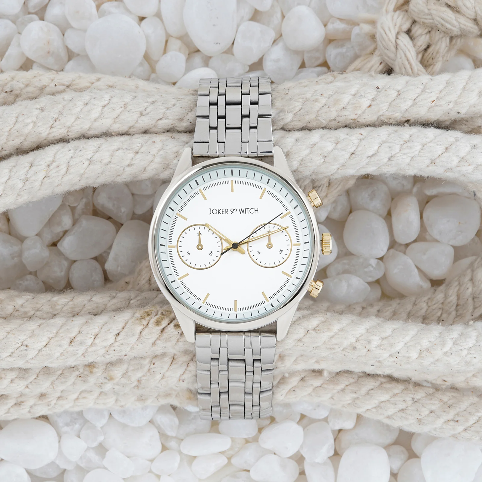 Cruz White Large Dial Silver Linked Chain Strap Men's Watch - Image 2