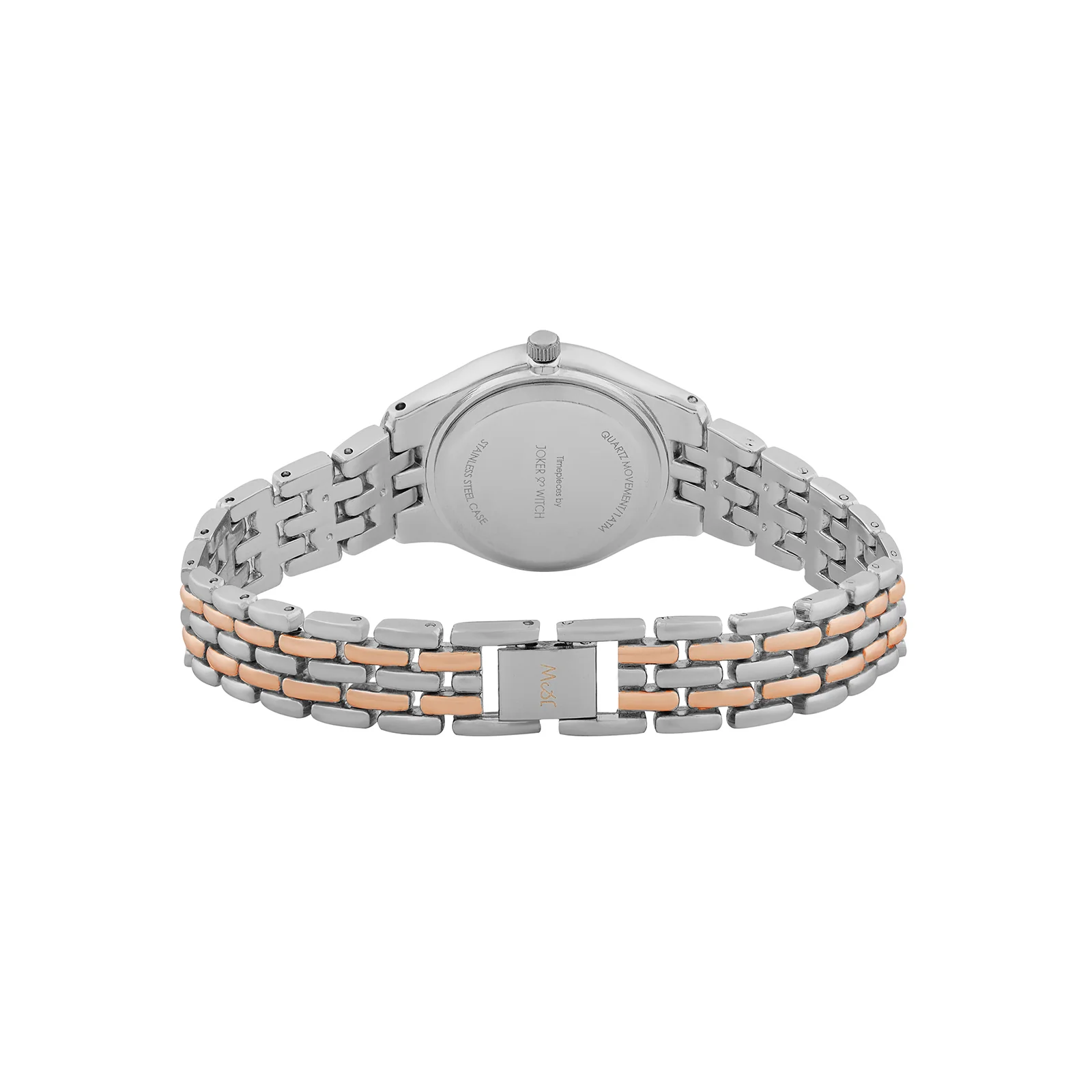 Crystal Black Small Dial Dual Tone Linked Chain Strap Women's Watch - Image 6