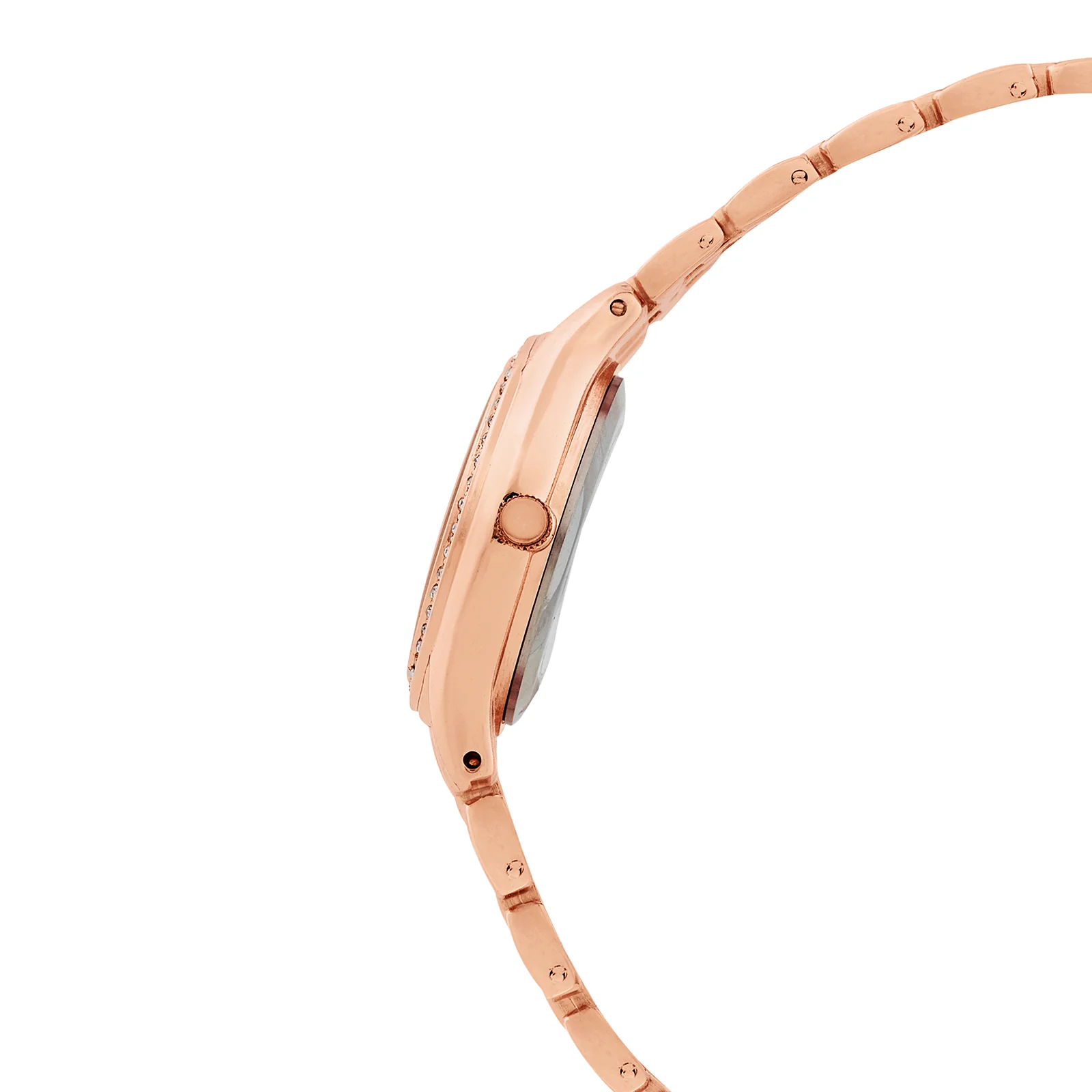 Crystal White Small Dial Rose Gold Linked Chain Strap Women's Watch - Image 5
