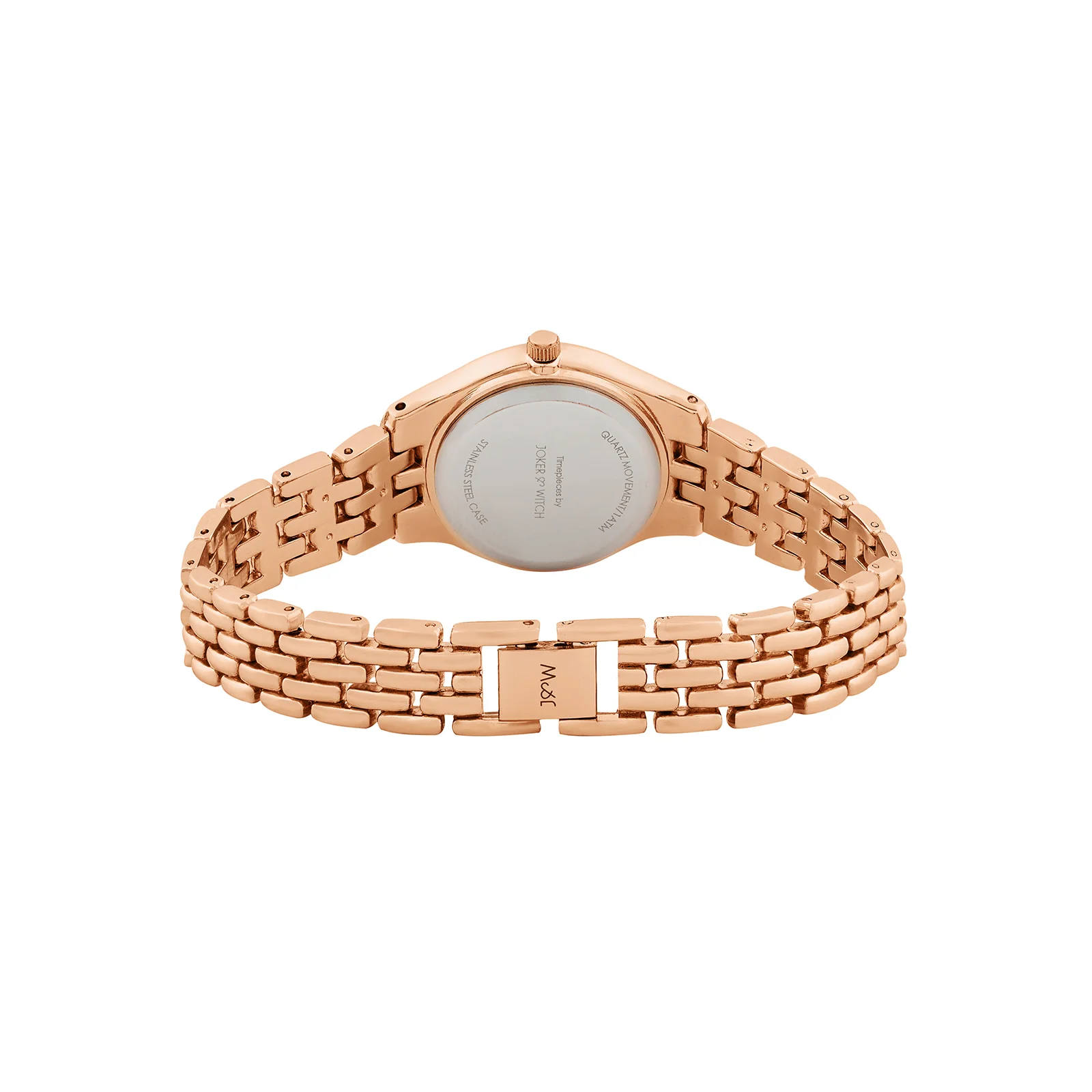 Crystal White Small Dial Rose Gold Linked Chain Strap Women's Watch - Image 6
