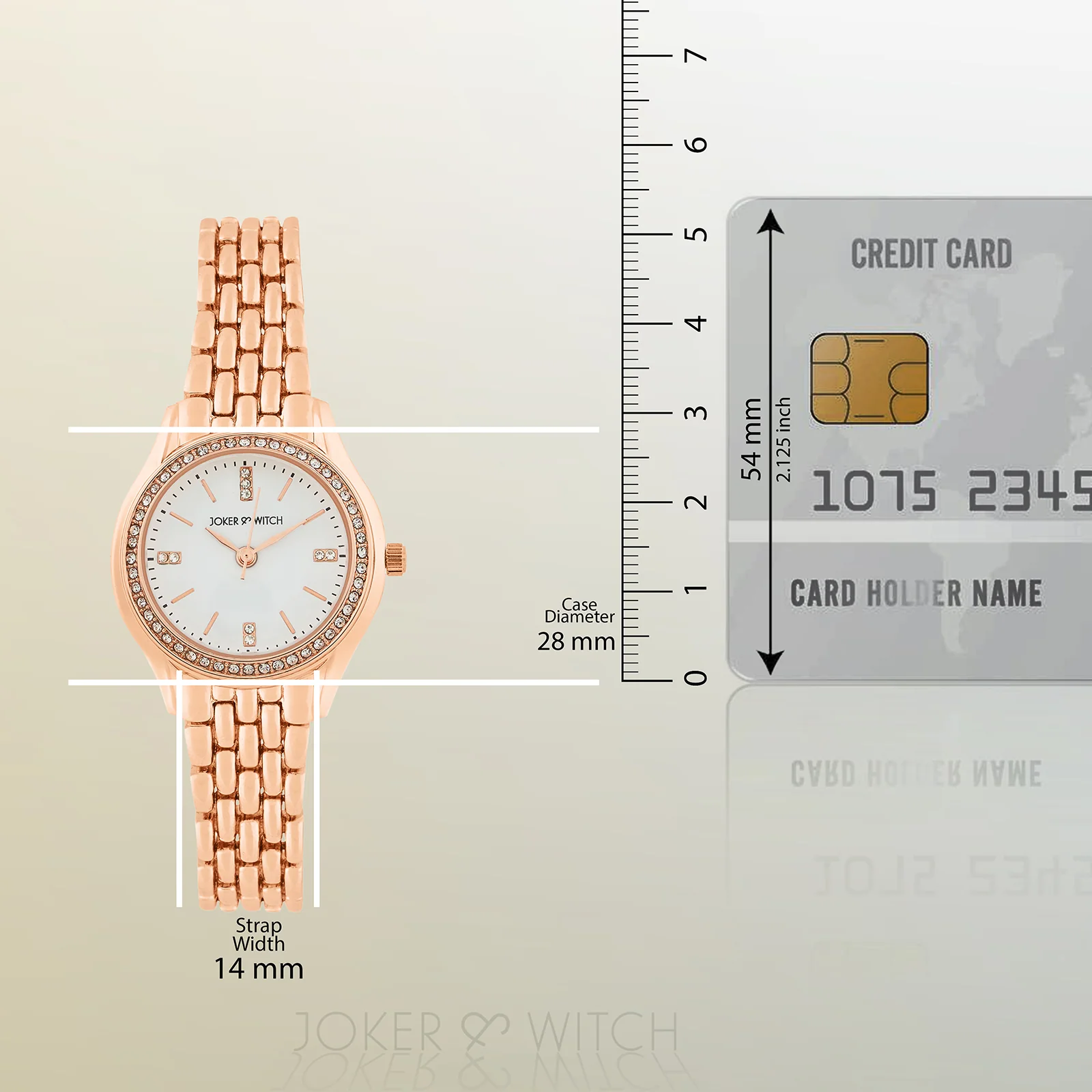Crystal White Small Dial Rose Gold Linked Chain Strap Women's Watch - Image 8