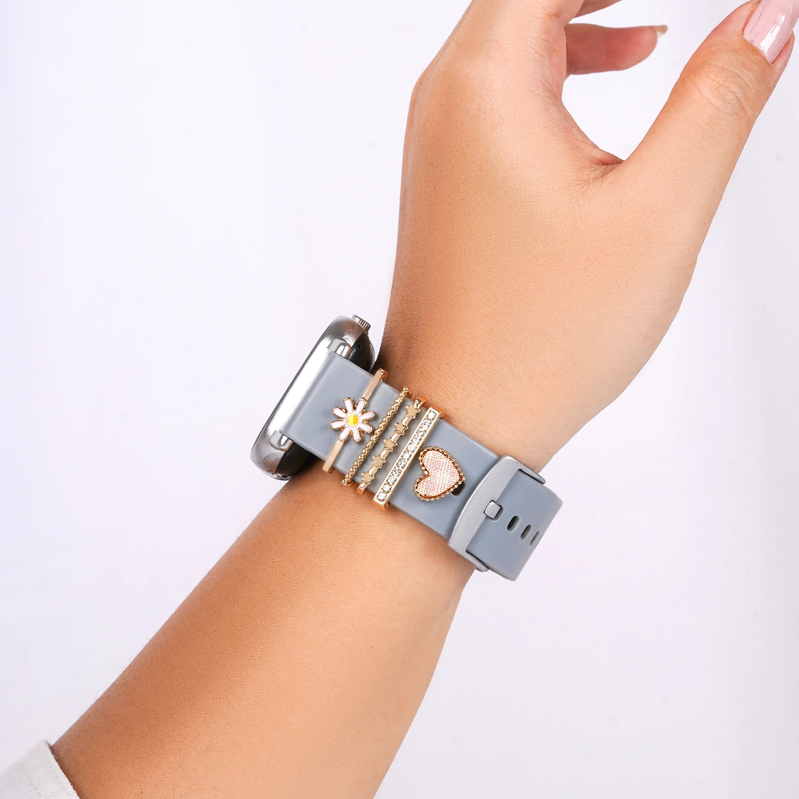 Daisy Heartbeat Gold Ring Watch Charm - Image 2