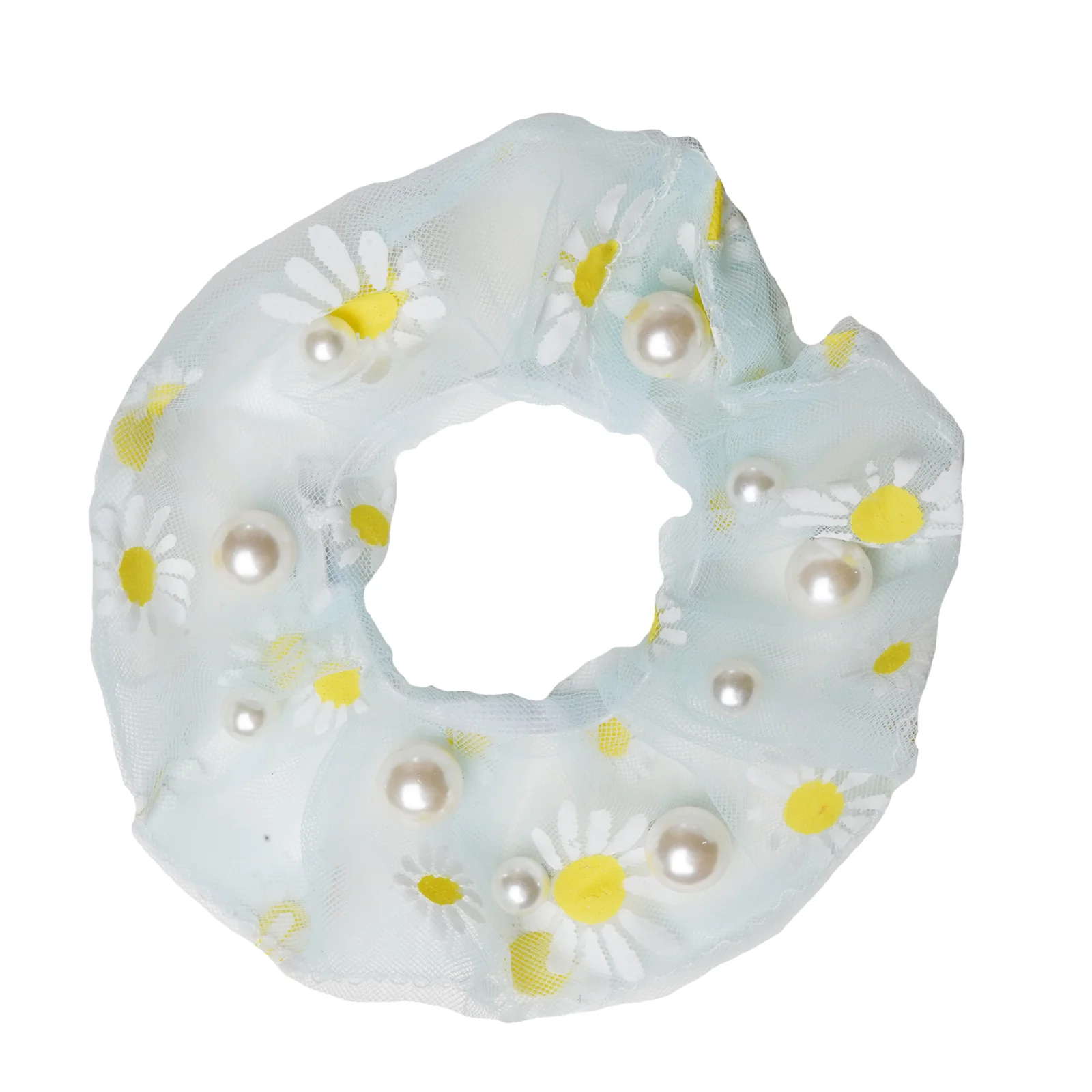 Daisy Pearl Green Hair Scrunchie - Image 2