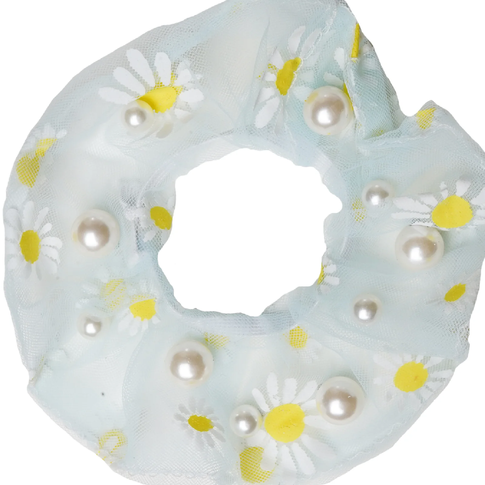 Daisy Pearl Green Hair Scrunchie - Image 4