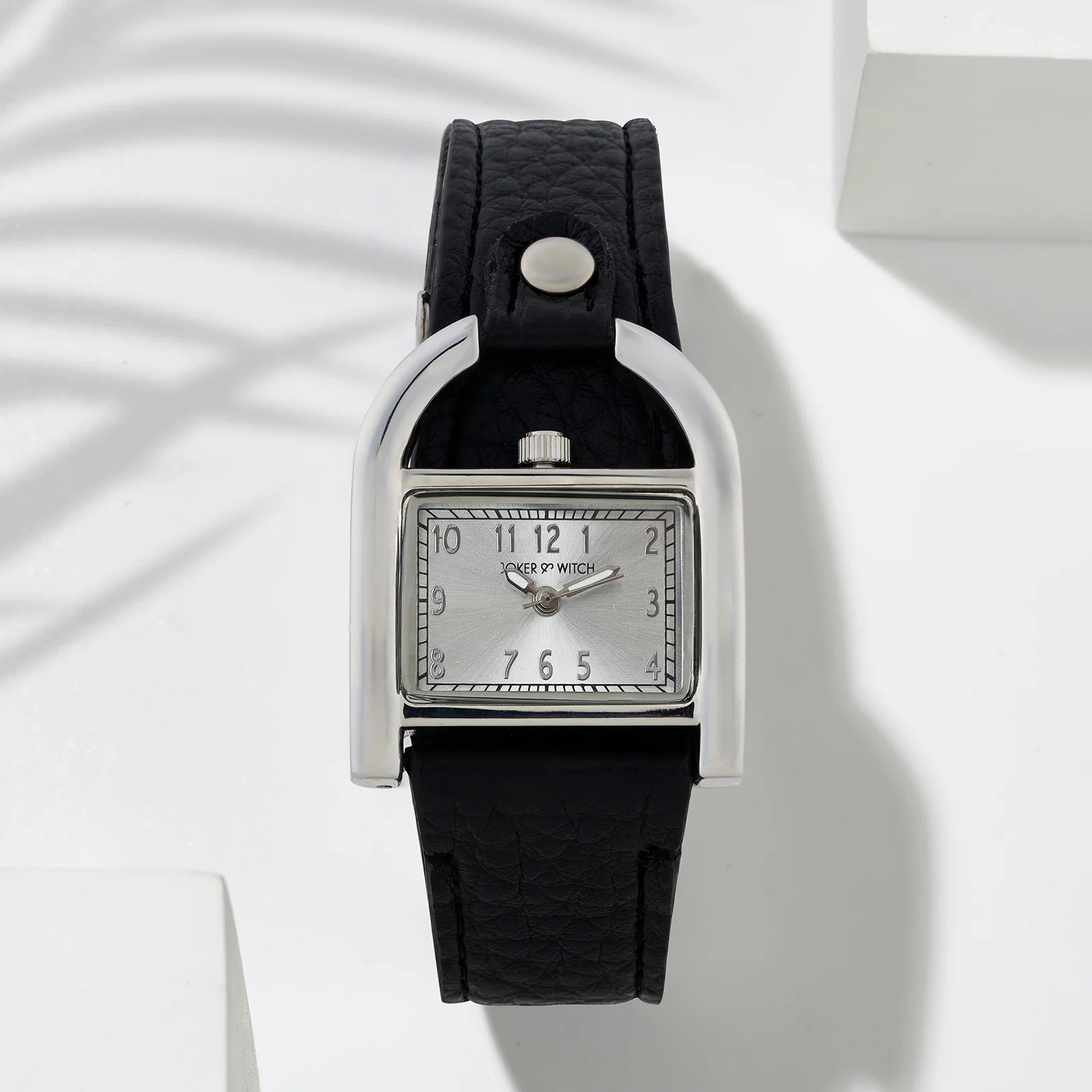 Dara Silver Medium Rectangle Dial Black PU Strap Women's Watch - Image 2