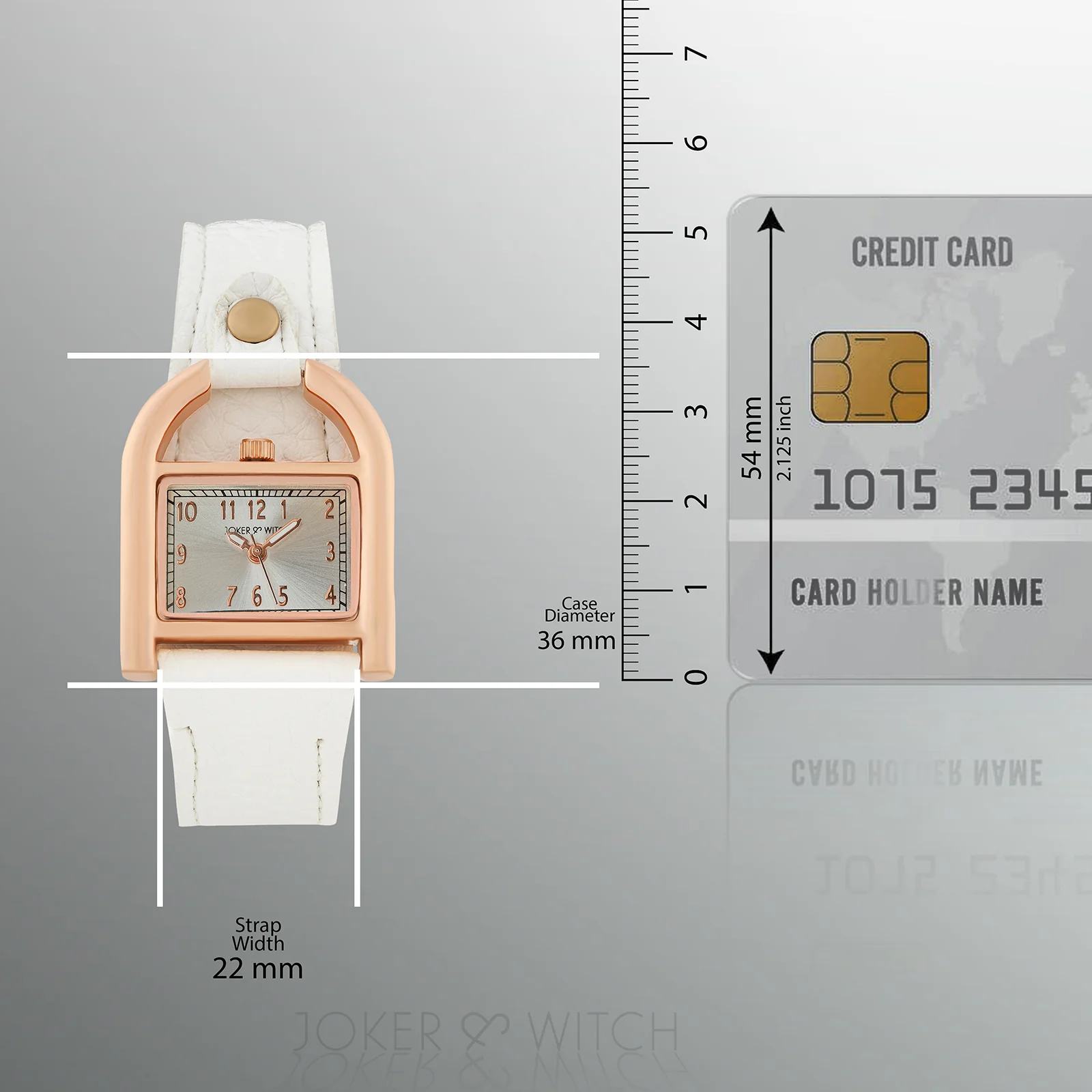 Dara White Medium Rectangle Dial White PU Strap Women's Watch - Image 8