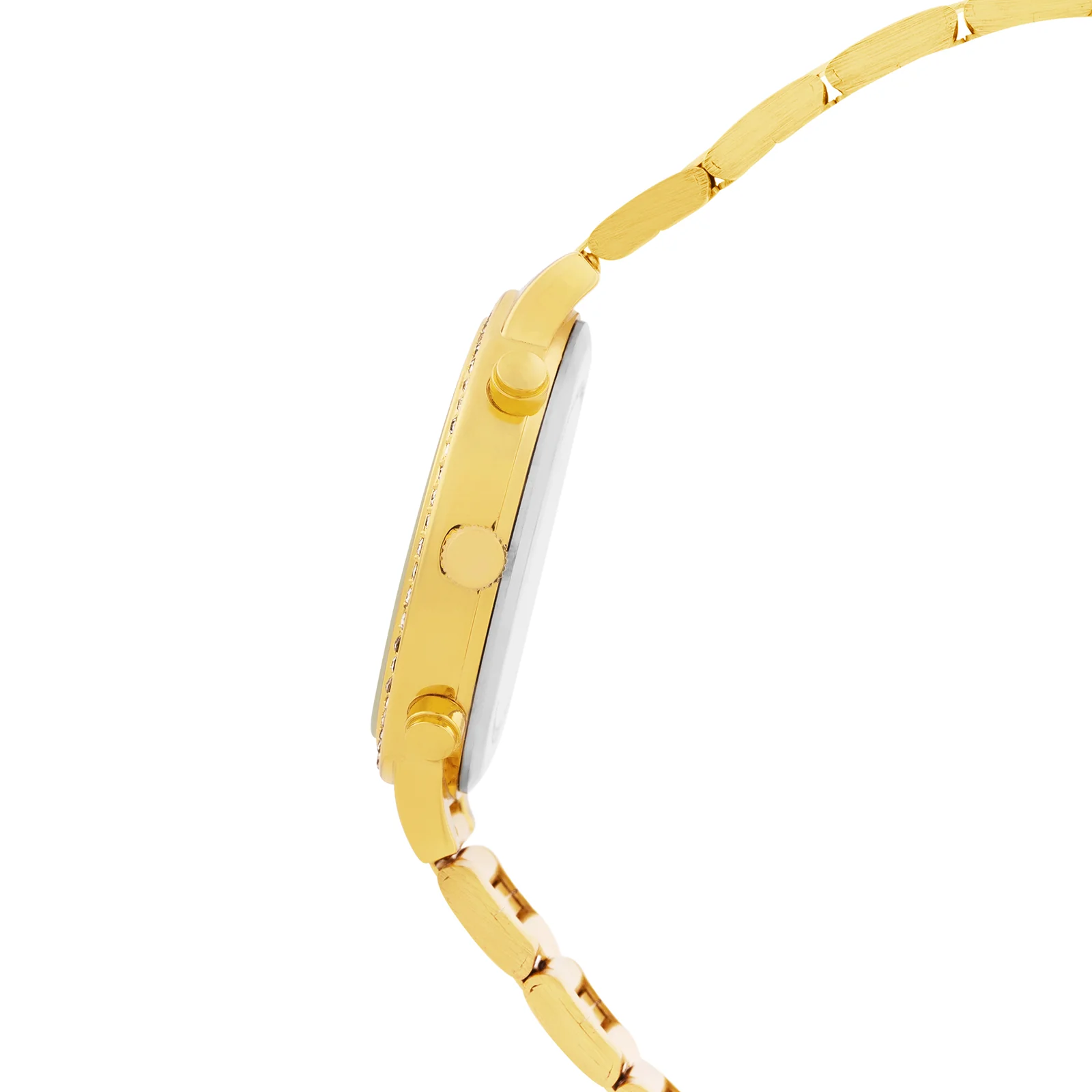 Darleen White Medium Rhinestone Dial Gold Linked Chain Strap Women's Watch - Image 5
