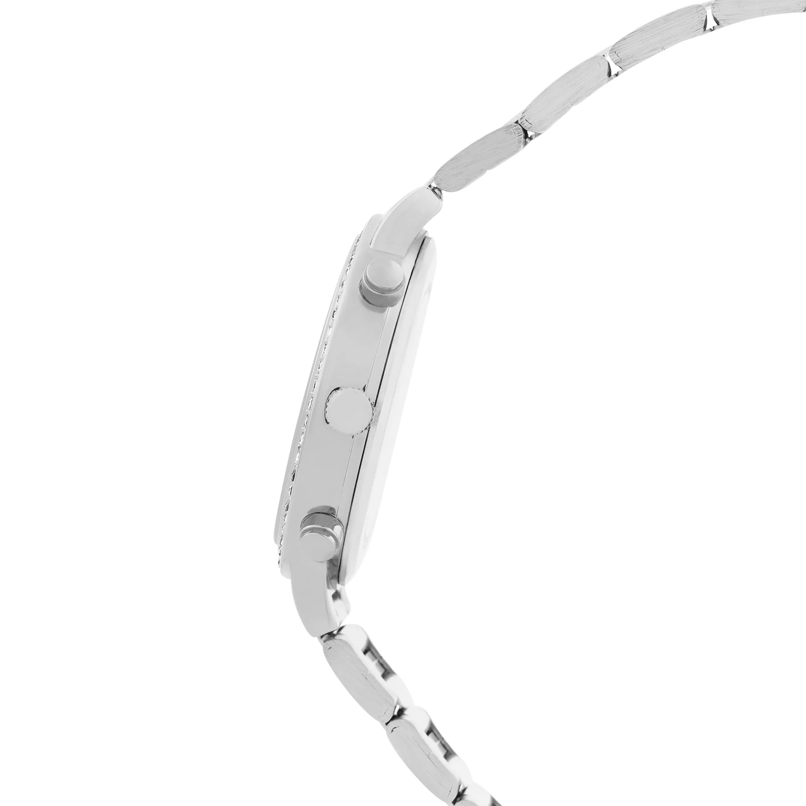 Darleen Black Medium Rhinestone Dial Silver Linked Chain Strap Women's Watch - Image 5