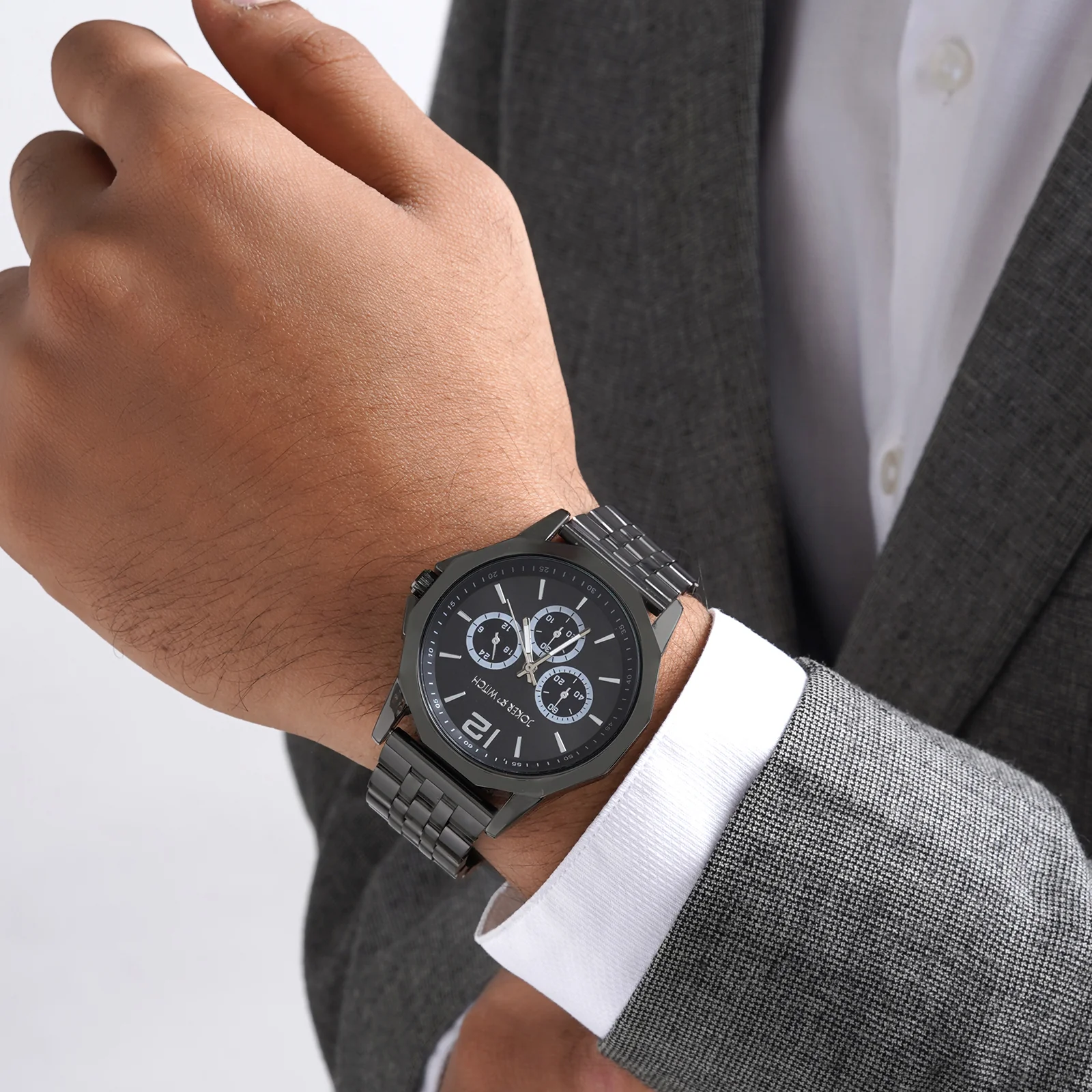 Daytona Black Large Dial Linked Chain Strap Men's Watch - Image 2