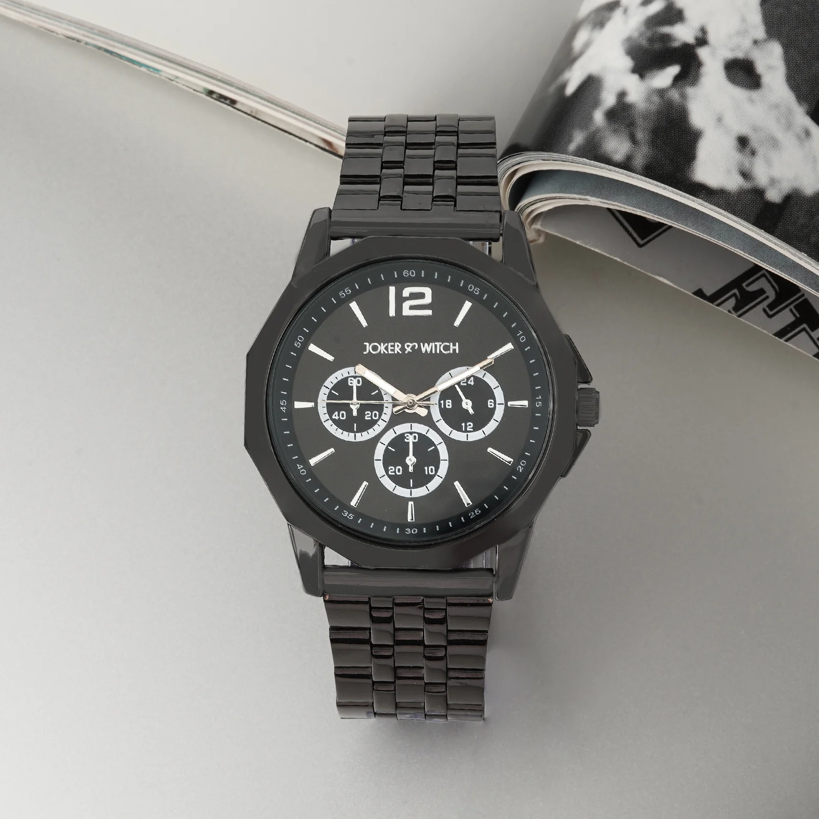 Daytona Black Large Dial Linked Chain Strap Men's Watch - Image 3