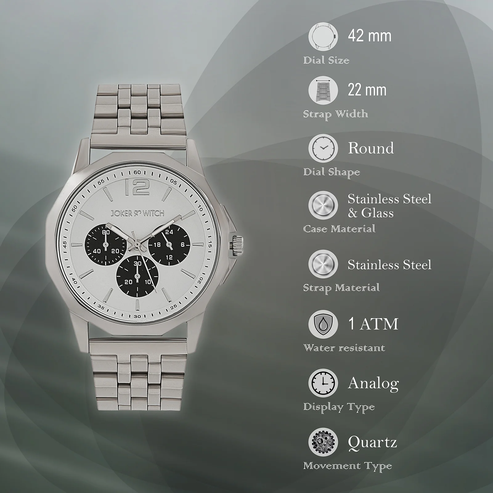 Daytona White Large Dial Silver Linked Chain Strap Men's Watch - Image 7