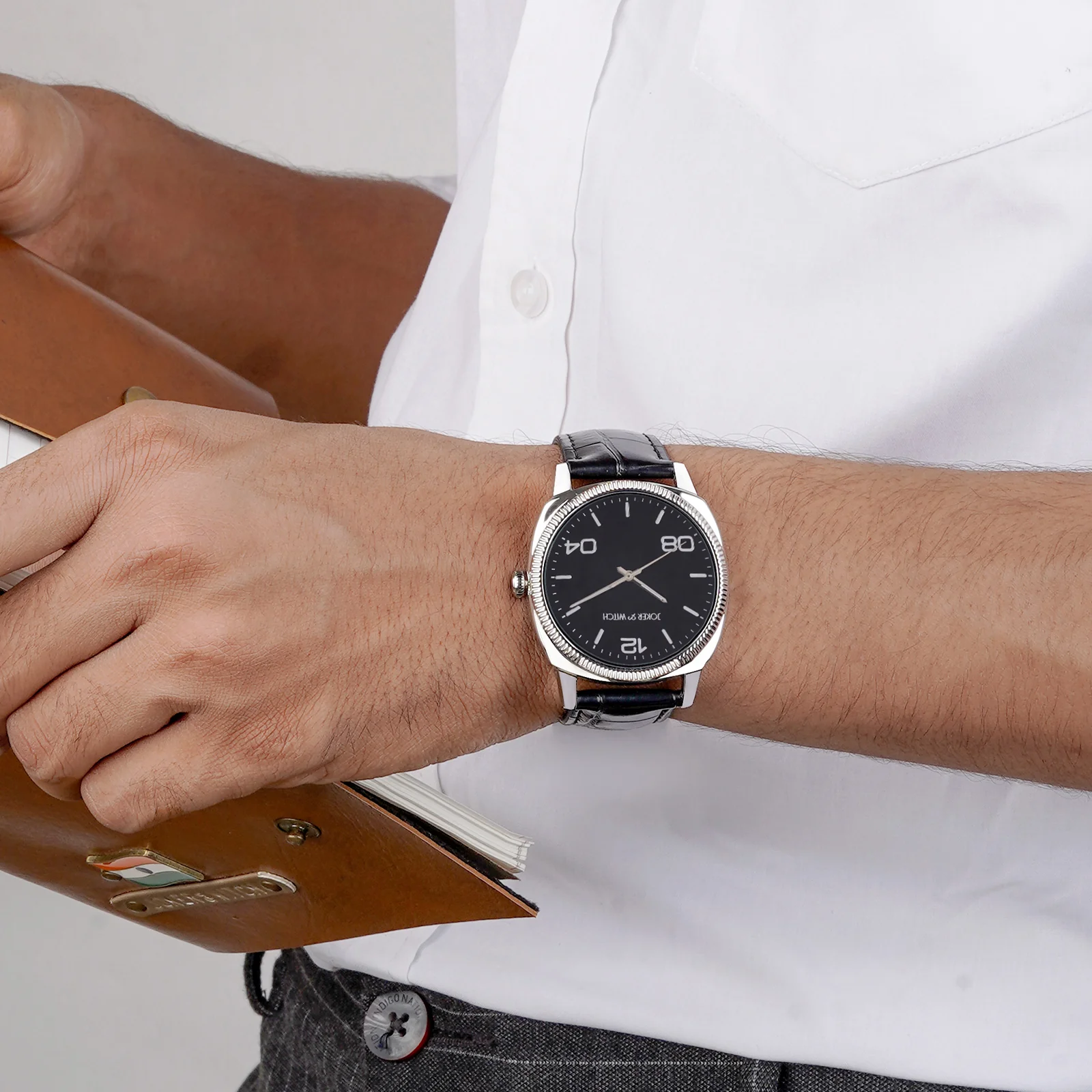Dean Black Large Dial PU Strap Men's Watch - Image 3