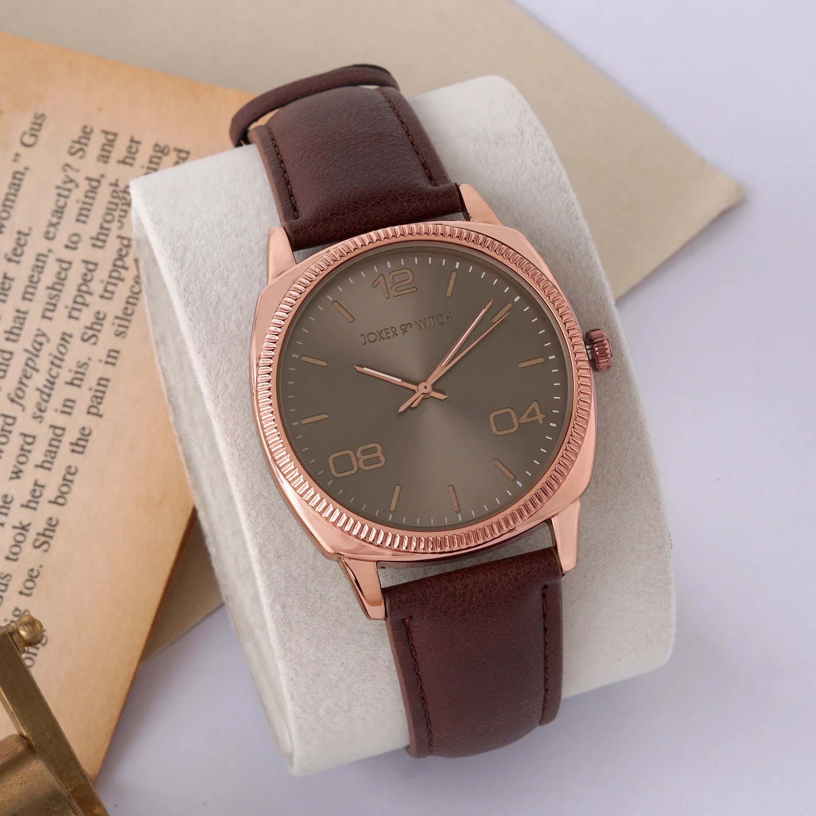 Dean Grey Large Dial Brown PU Strap Men's Watch - Image 2
