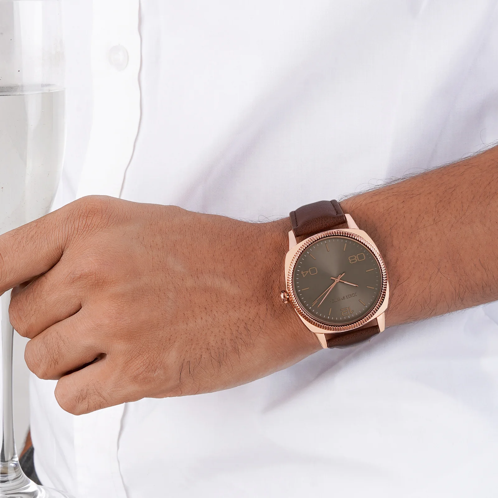 Dean Grey Large Dial Brown PU Strap Men's Watch - Image 4