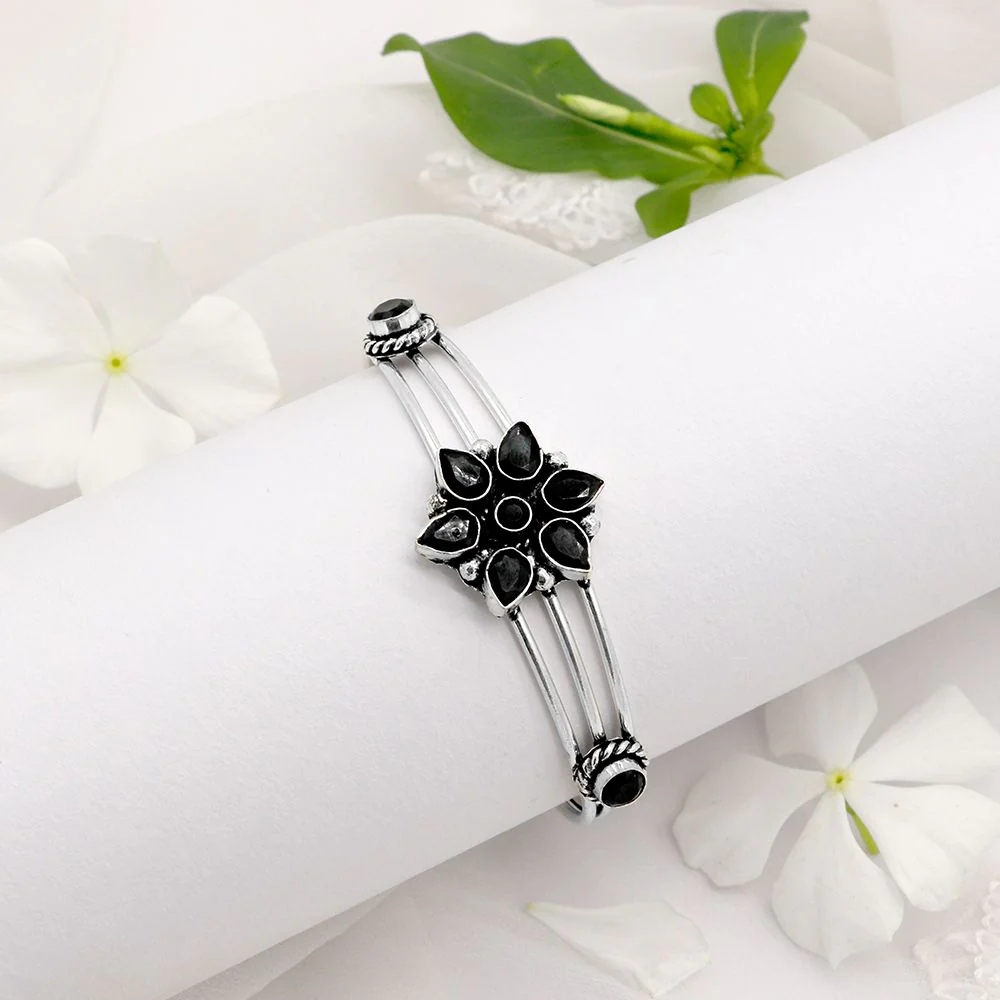 Dhatri Black Silver Oxidized Bracelet - Image 2