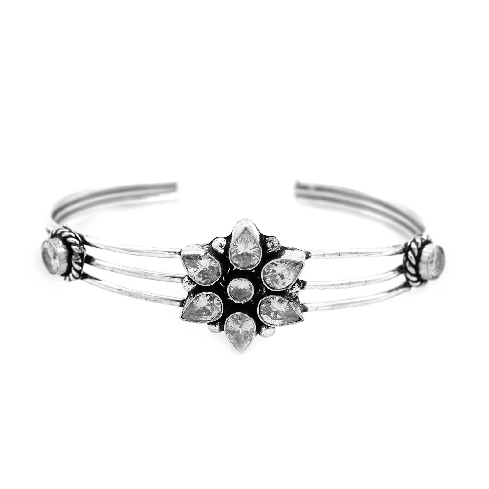 Dhatri White Silver Oxidized Bracelet - Image 3