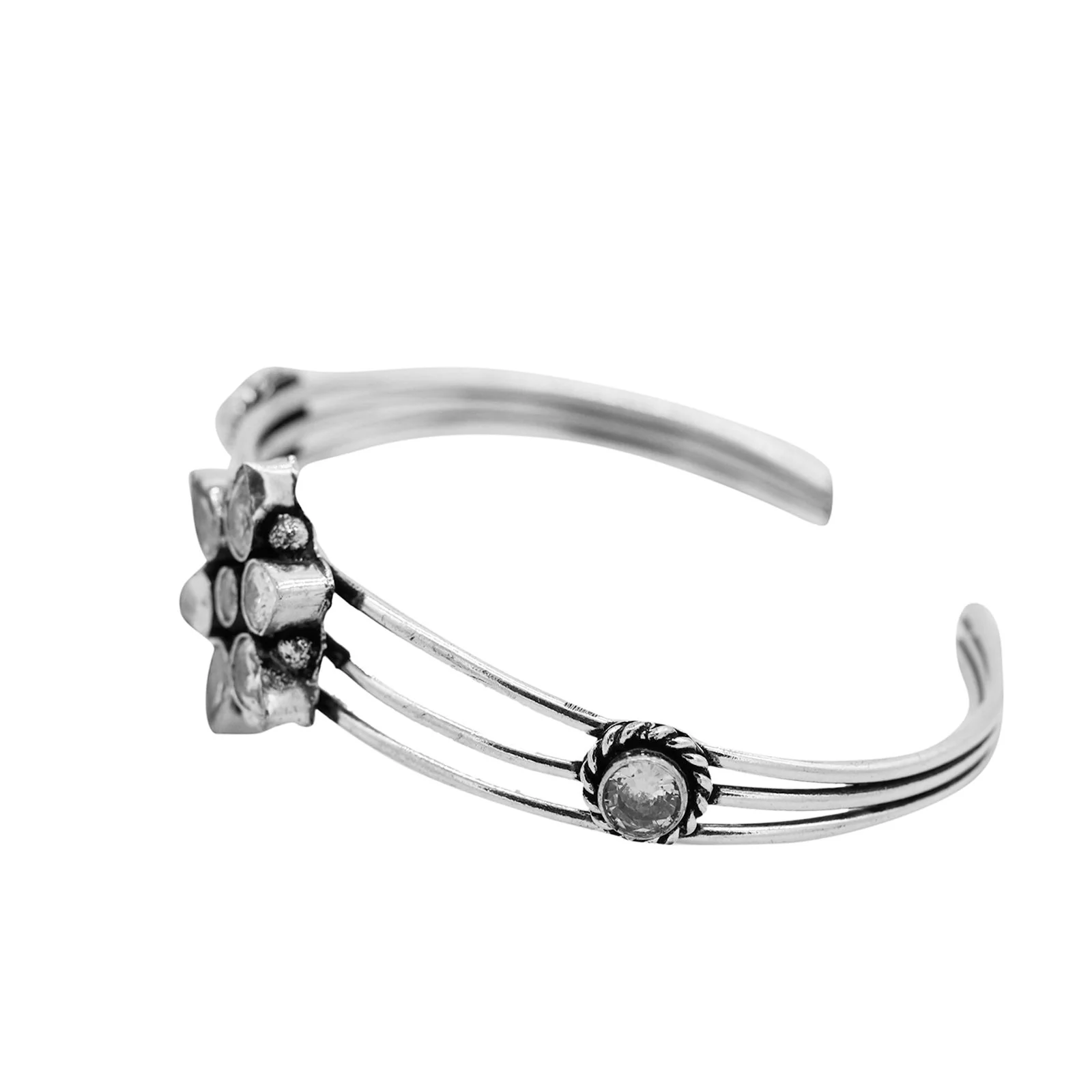 Dhatri White Silver Oxidized Bracelet - Image 4