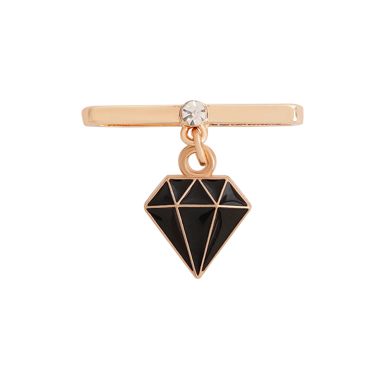 Diamond Bling Gold And Black Ring Watch Charm - Image 2