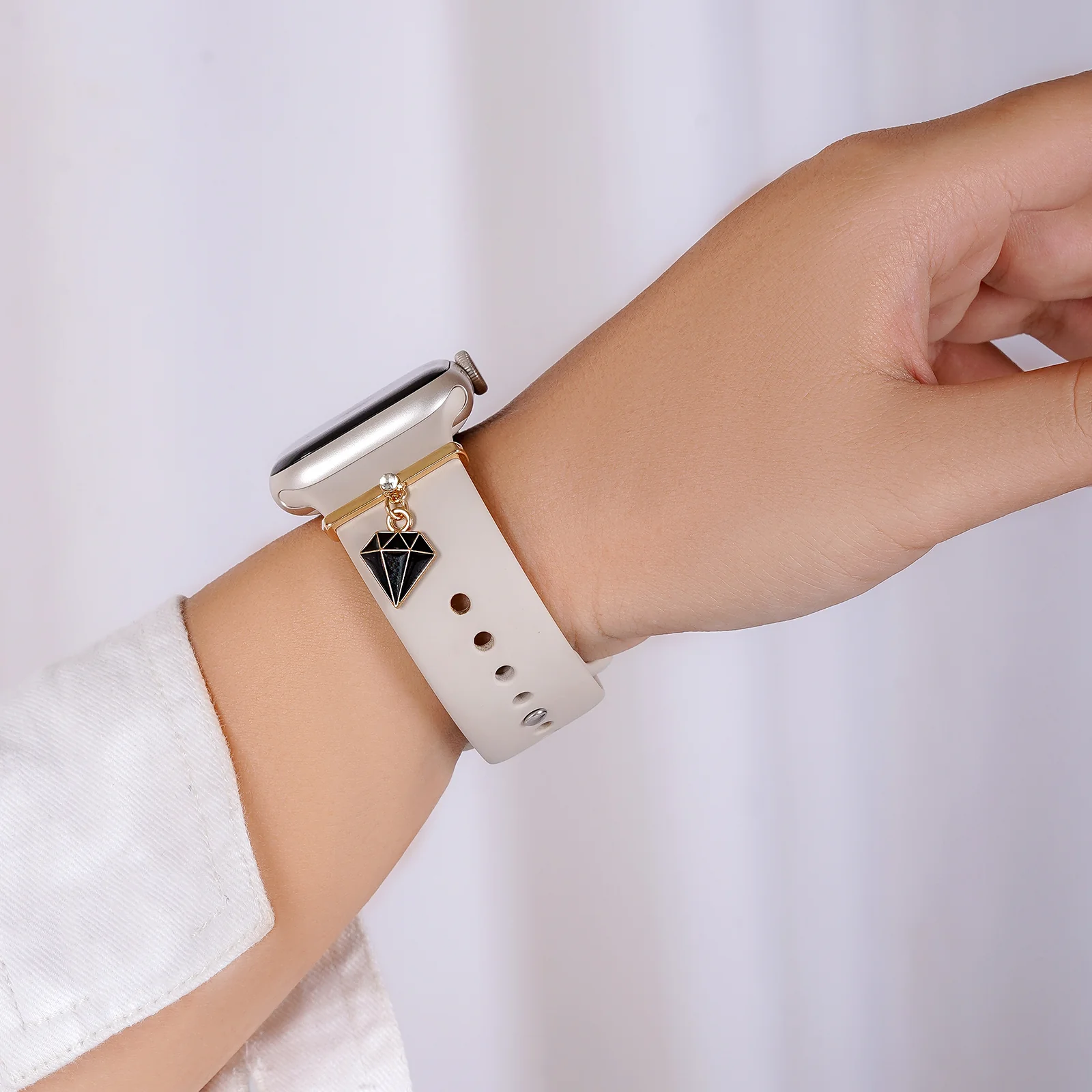 Diamond Bling Gold And Black Ring Watch Charm - Image 3