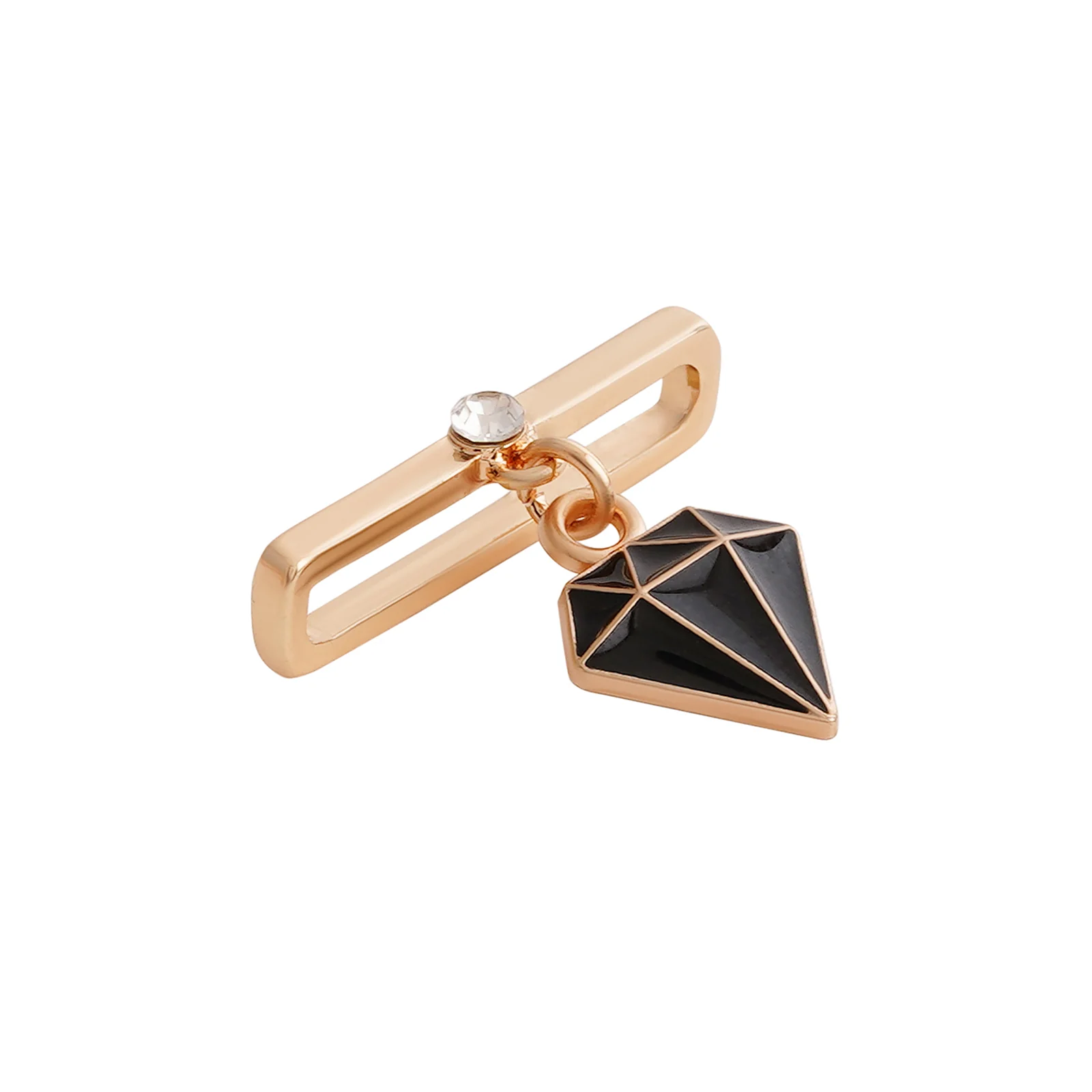 Diamond Bling Gold And Black Ring Watch Charm - Image 4