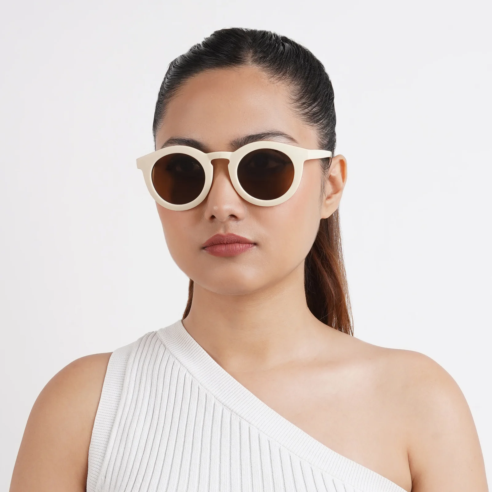 Dion Milk White Clubmaster Sunglasses - Image 2