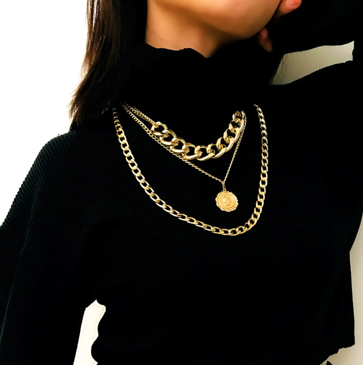 Donna Chain Link Gold Layered Necklace - Image 2
