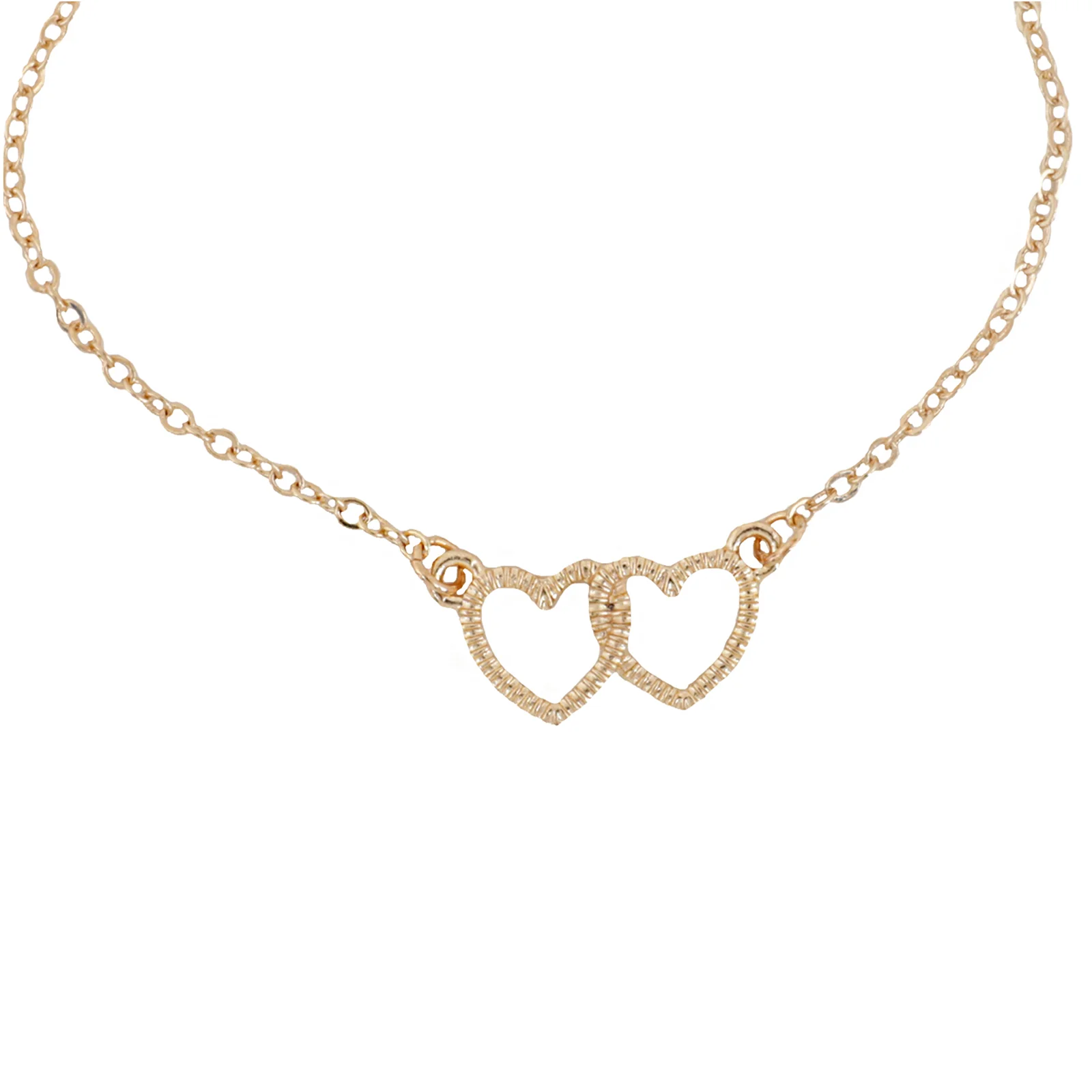 Bewitched Double Heart Gold Linked Bracelet - Image 4