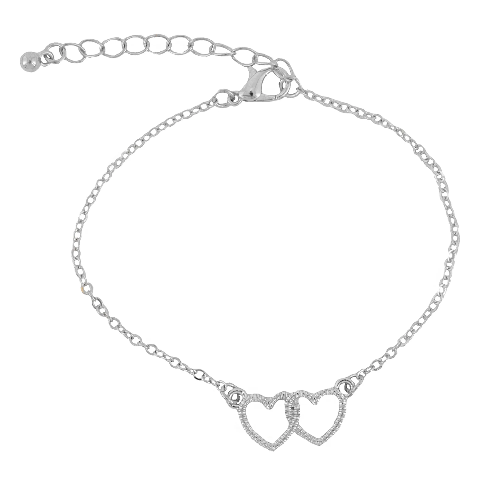 Bewitched Double Heart  Silver Linked Bracelet - Image 4